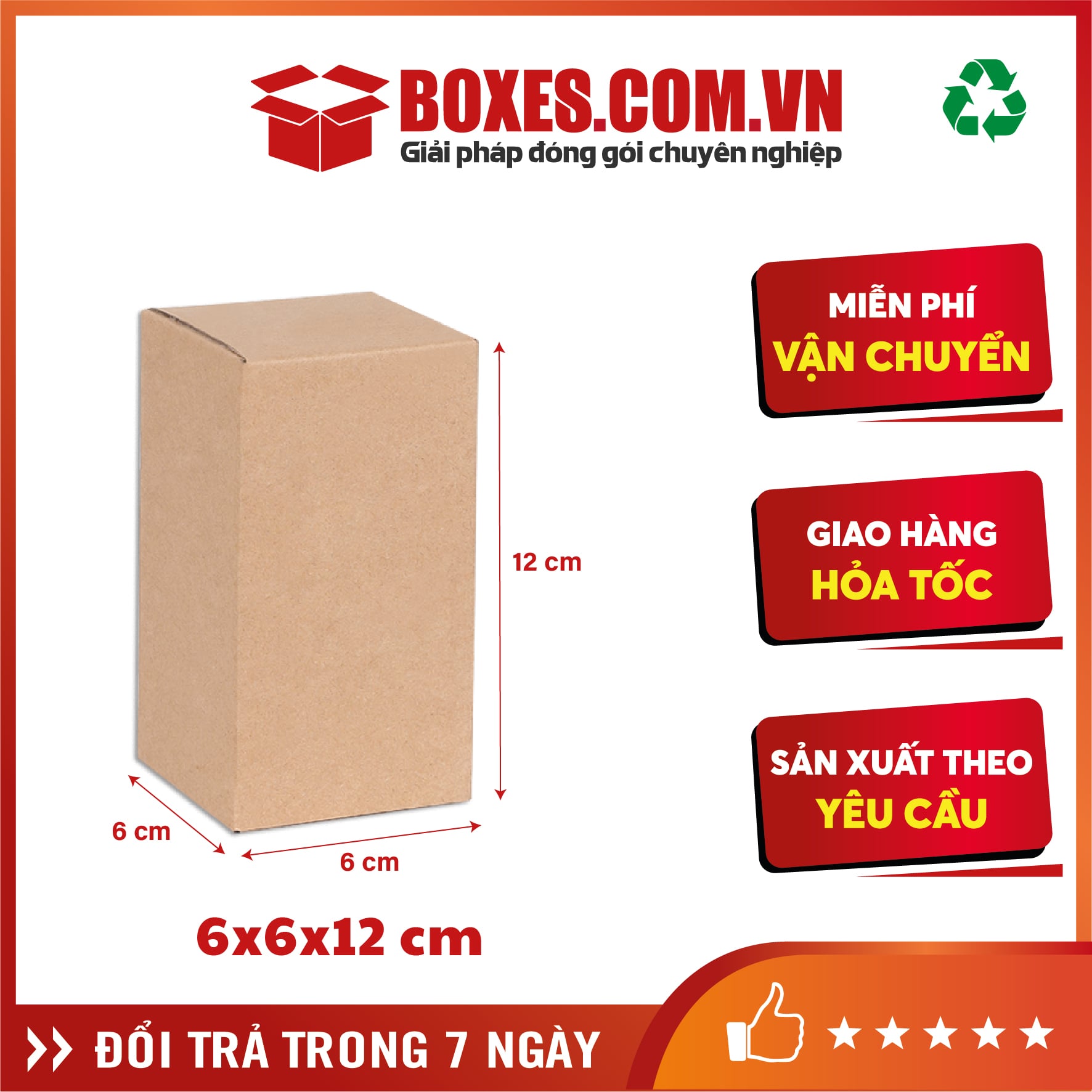 Hộp carton 6x6x12 cm – H04