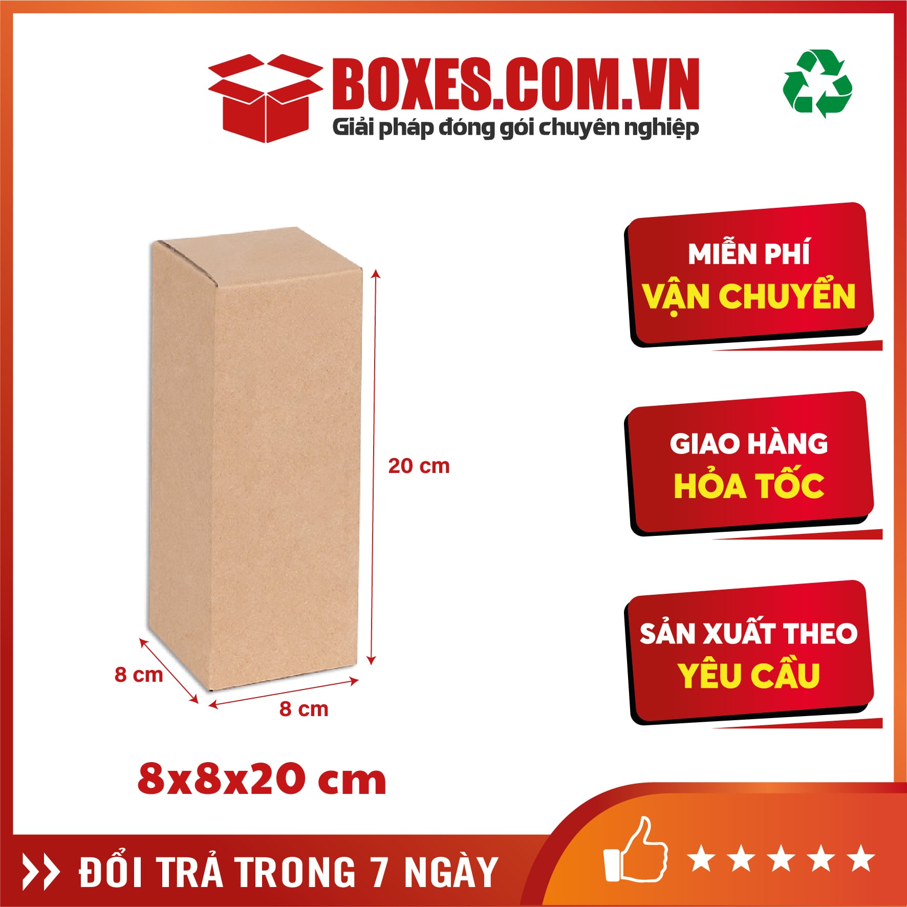 Hộp carton 8x8x20 cm – B30