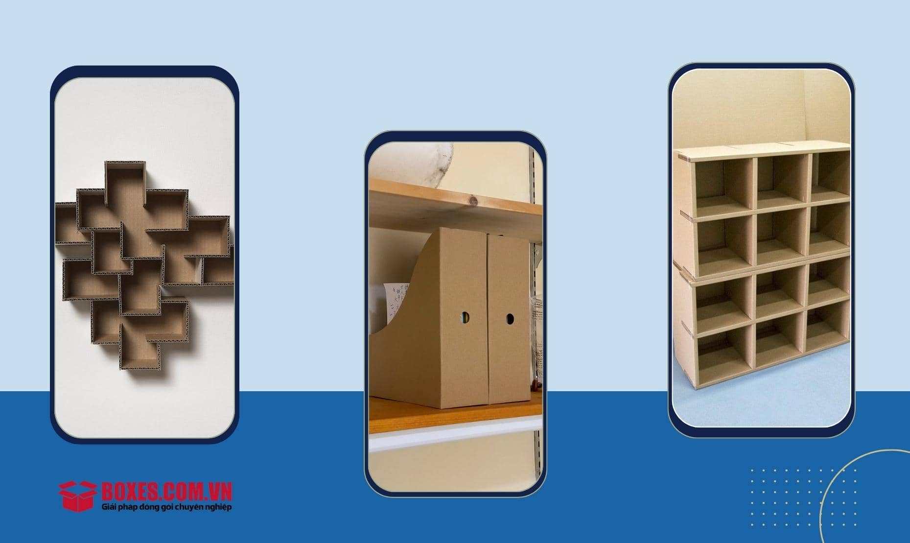 3 mẫu kệ sách mini bằng giấy carton