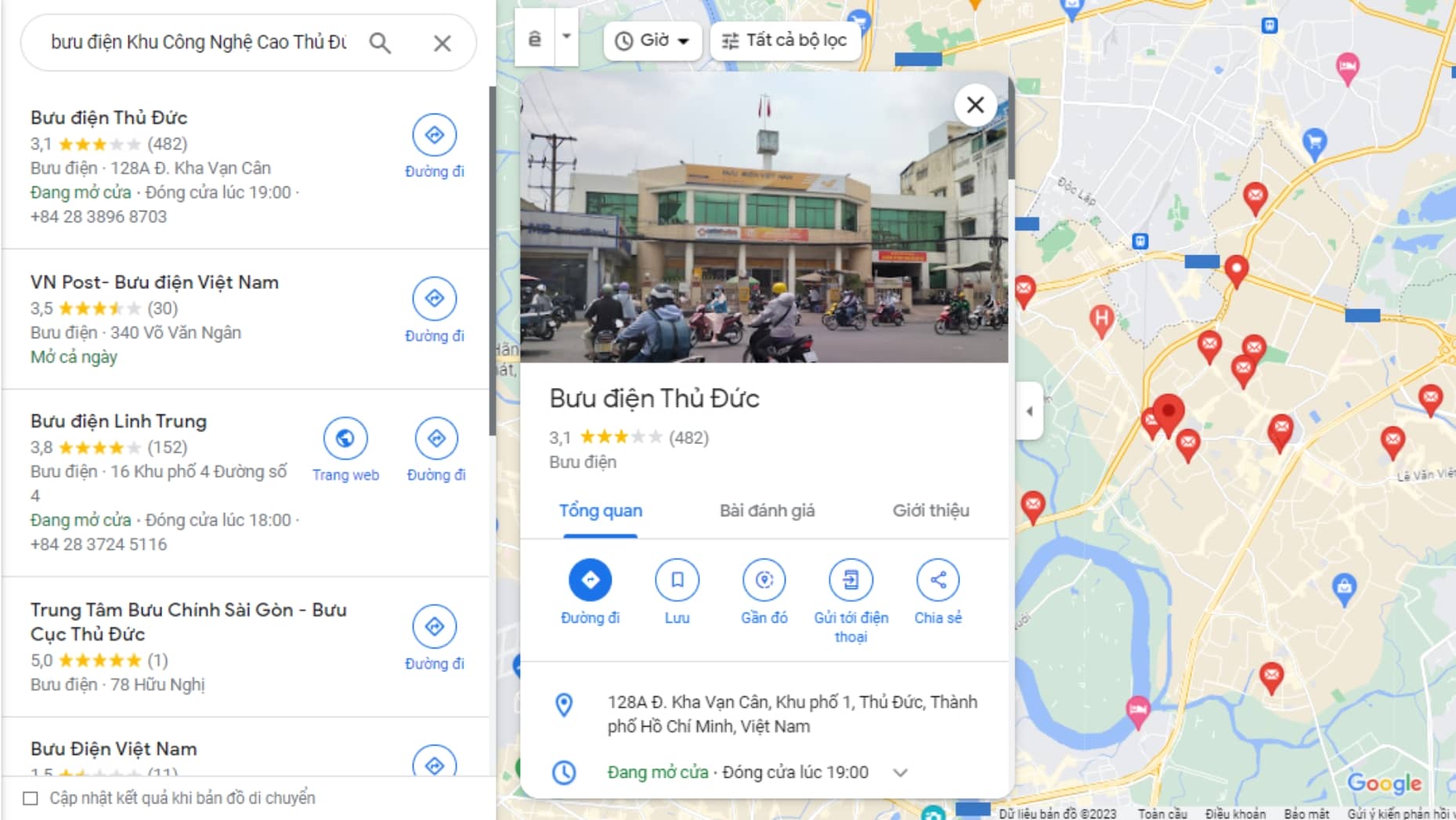 Bản đồ chỉ dẫn địa chỉ bưu cục cấp 3 KNC Thủ Đức