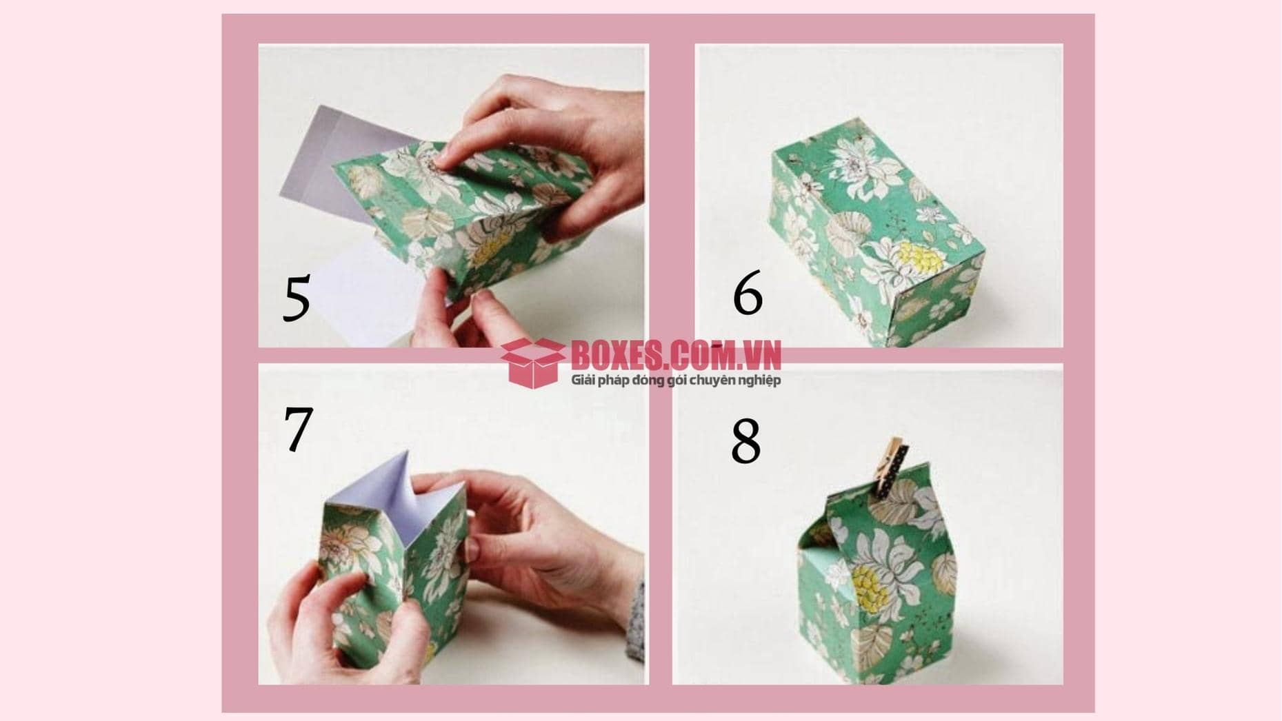 Hướng dẫn cách gấp hộp giấy đựng kẹo hình hộp quà