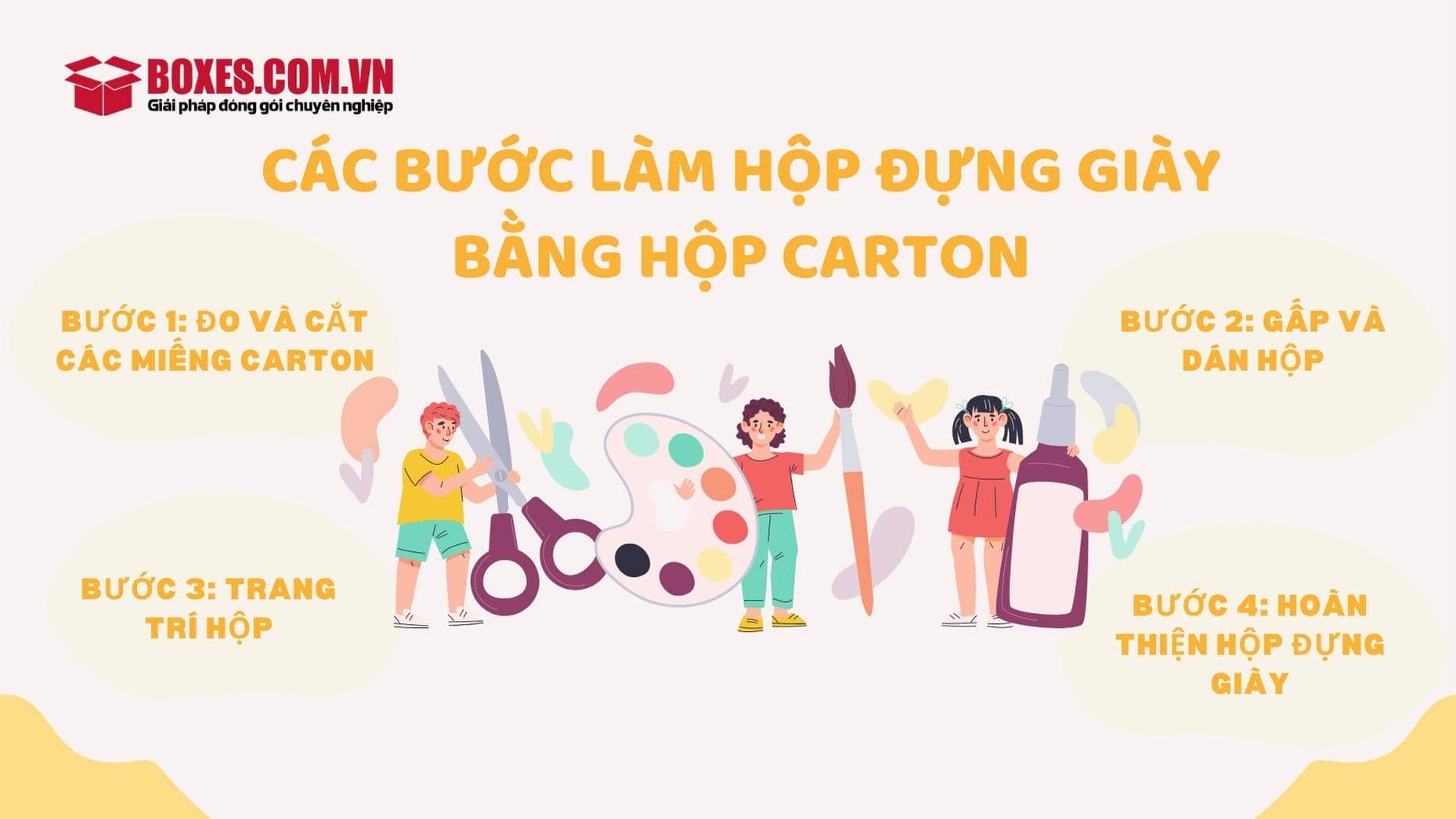 4 bước đơn giản để làm hộp đựng giày bằng hộp carton