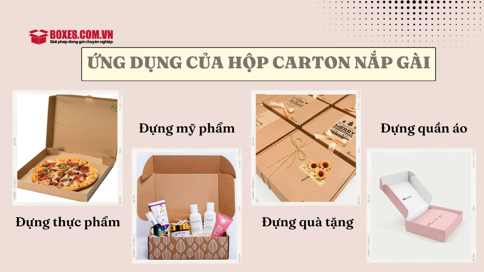 Một số ứng dụng của hộp carton nắp gài