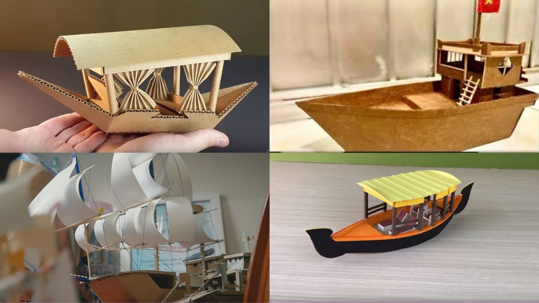 Mẫu thuyền bằng giấy carton đẹp mắt