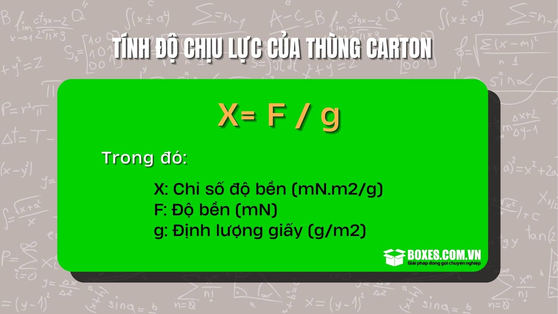Công thức để tính độ chịu lực