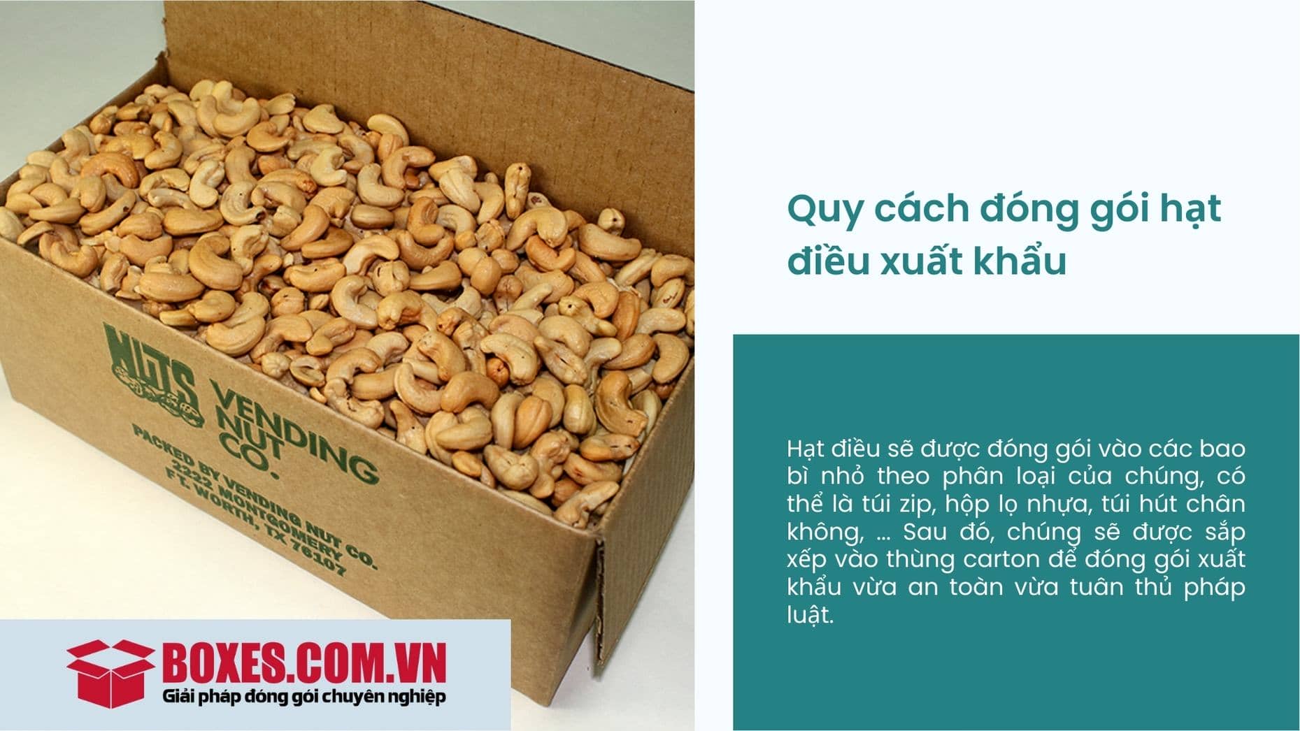 Lưu ý quy cách đóng gói hạt điều xuất khẩu