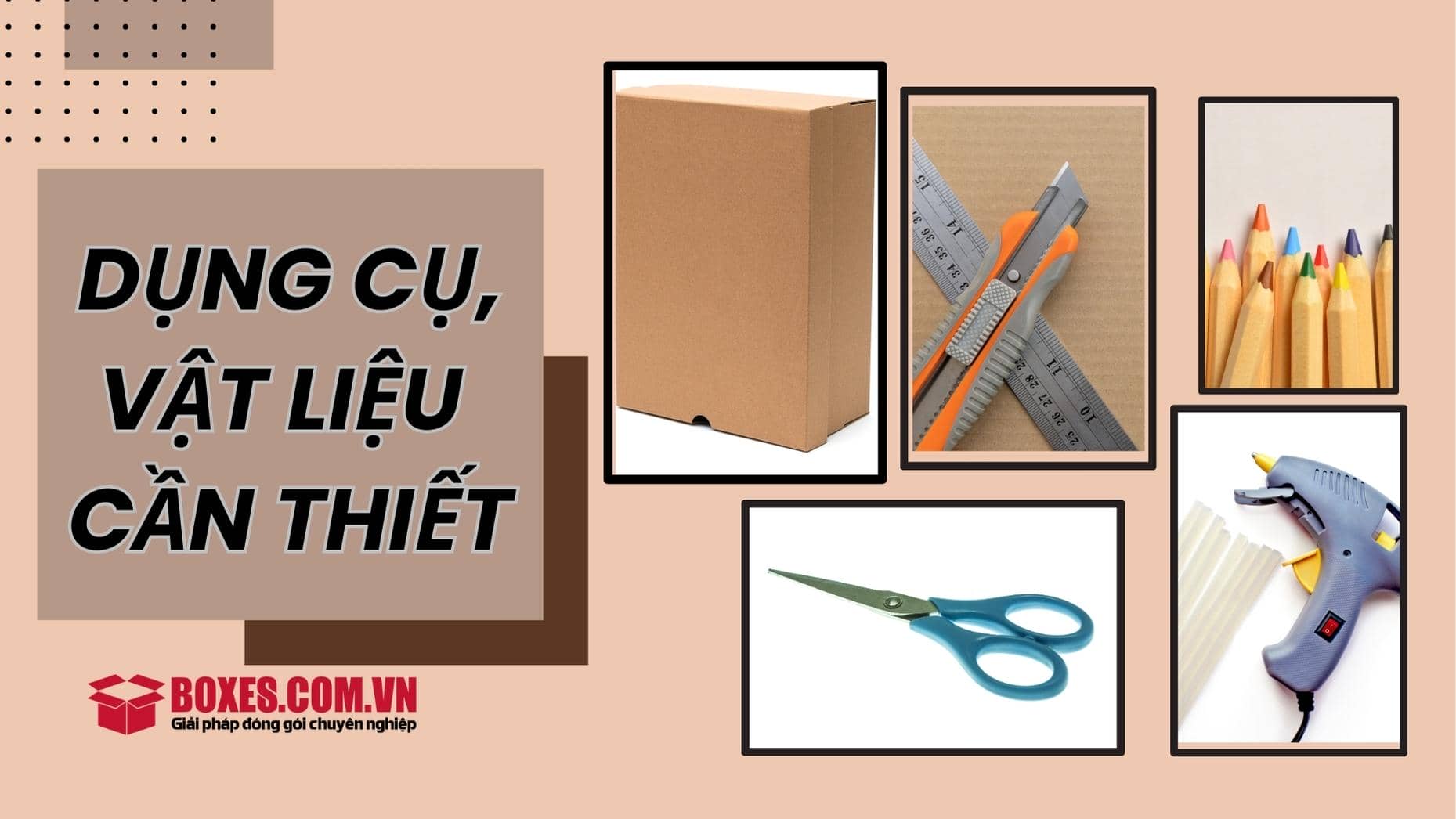 Dụng cụ và các vật liệu cần thiết để làm loa bằng giấy carton