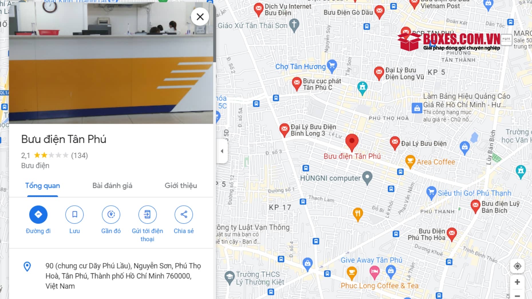 Google map Bưu cục cấp 3 Tân Phú