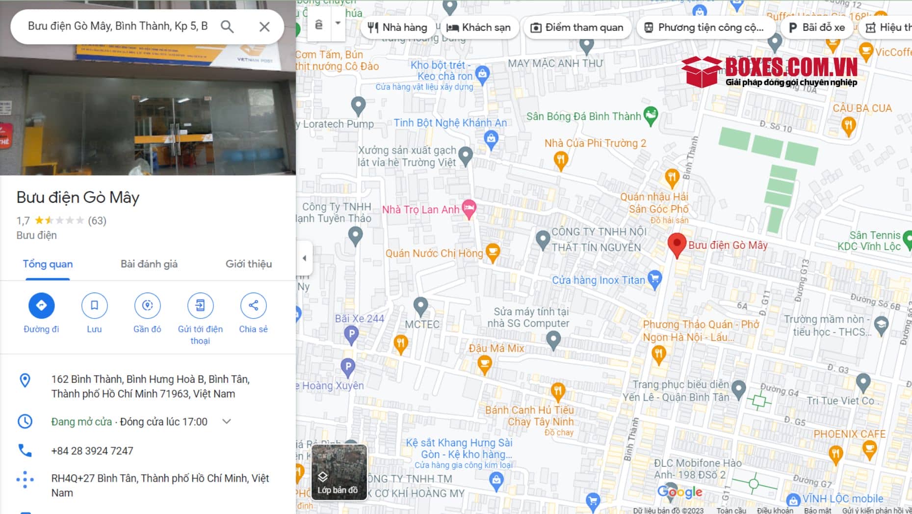 Google map Bưu cục cấp 3 Gò Mây