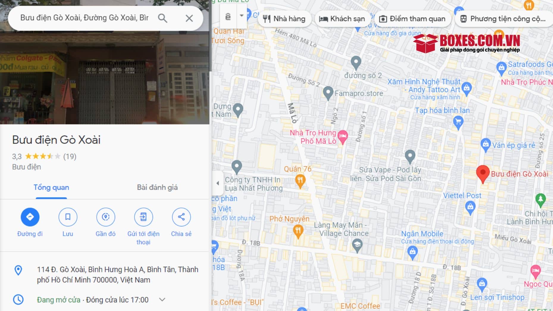 Google map Bưu điện Gò Xoài
