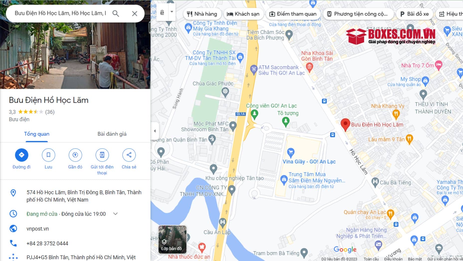 Google map Bưu điện Hồ Học Lãm