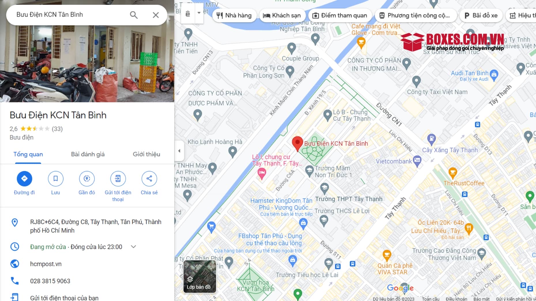 Google map Bưu cục khu công nghiệp Tân Bình