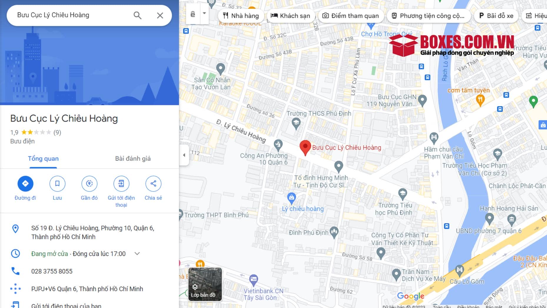 Google map Bưu điện Lý Chiêu Hoàng