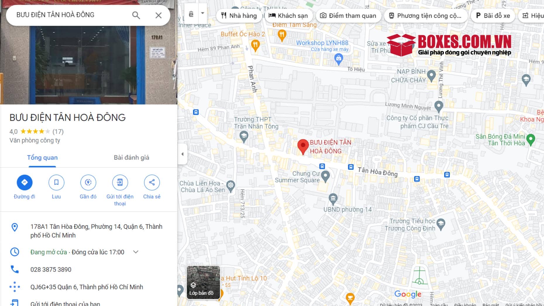 Google map Bưu điện Tân Hòa Đông