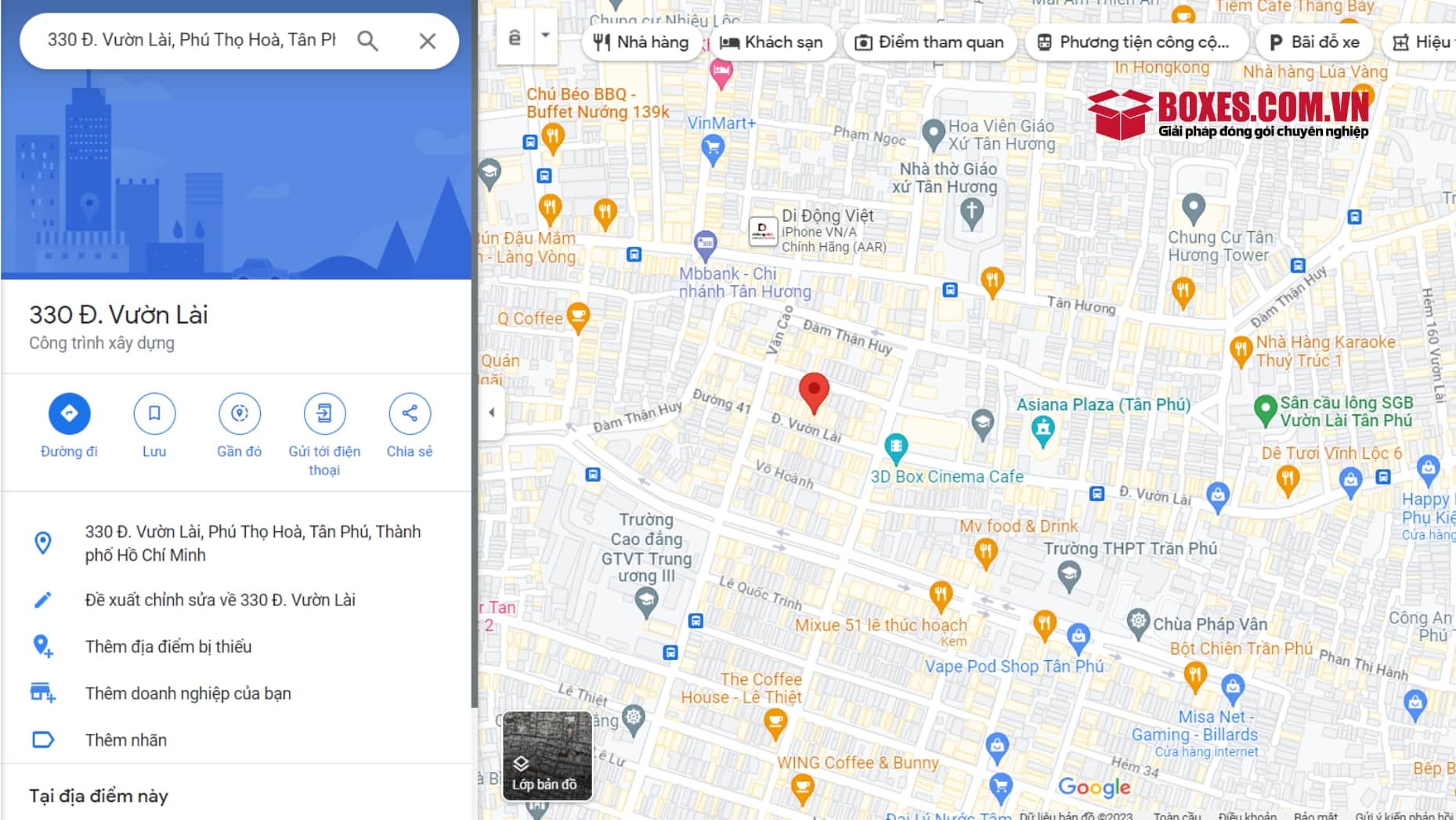 Google map Bưu điện Vườn Lài