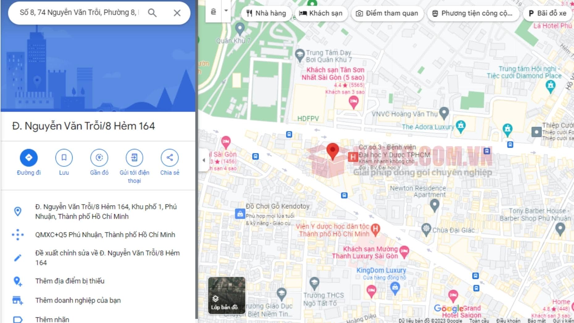 Google maps của bưu điện cấp 2 Trung tâm Ups