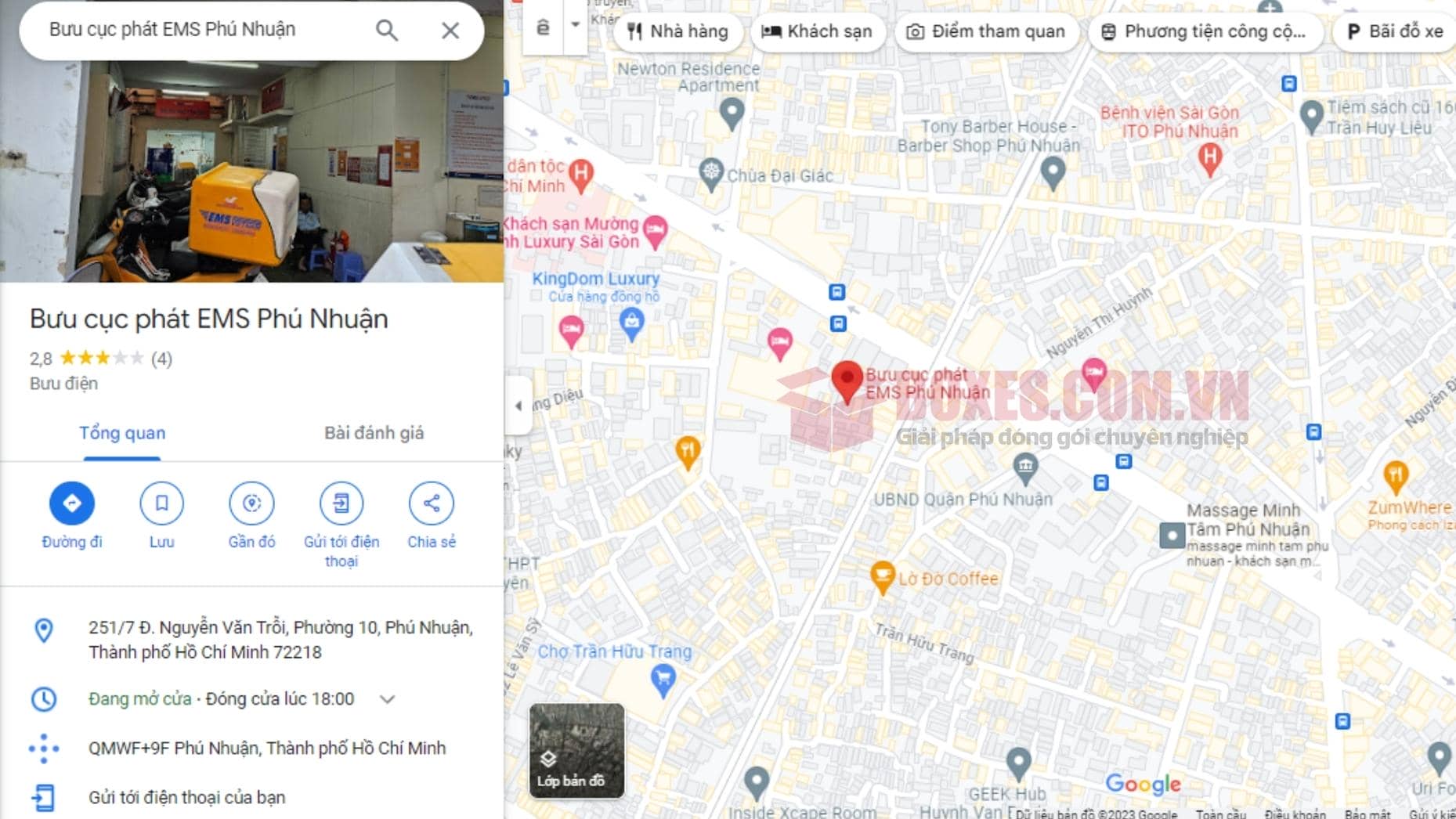 Google maps của bưu điện cấp 3 Giao dịch EMS