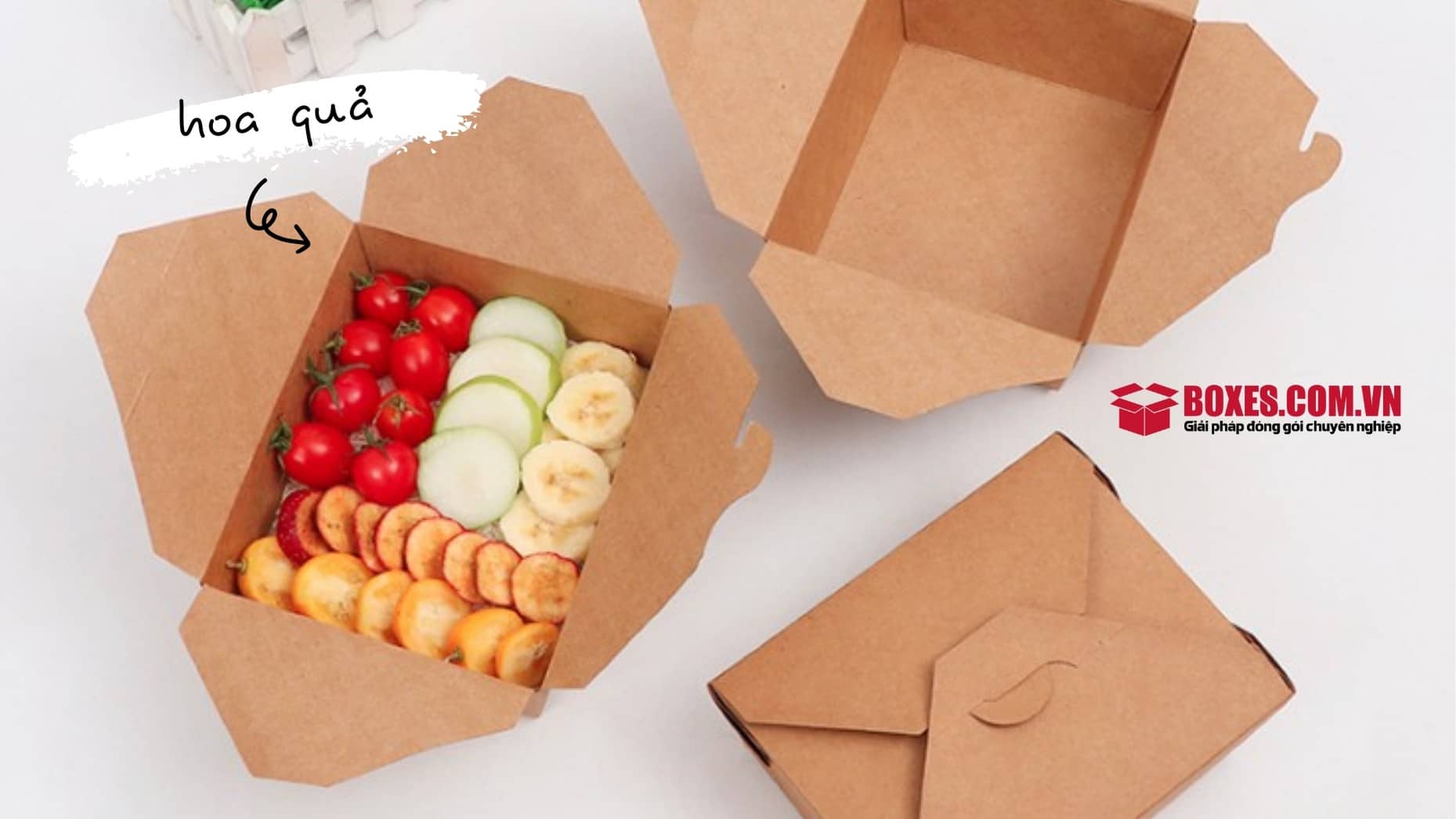Hộp giấy móc chéo đựng hoa quả