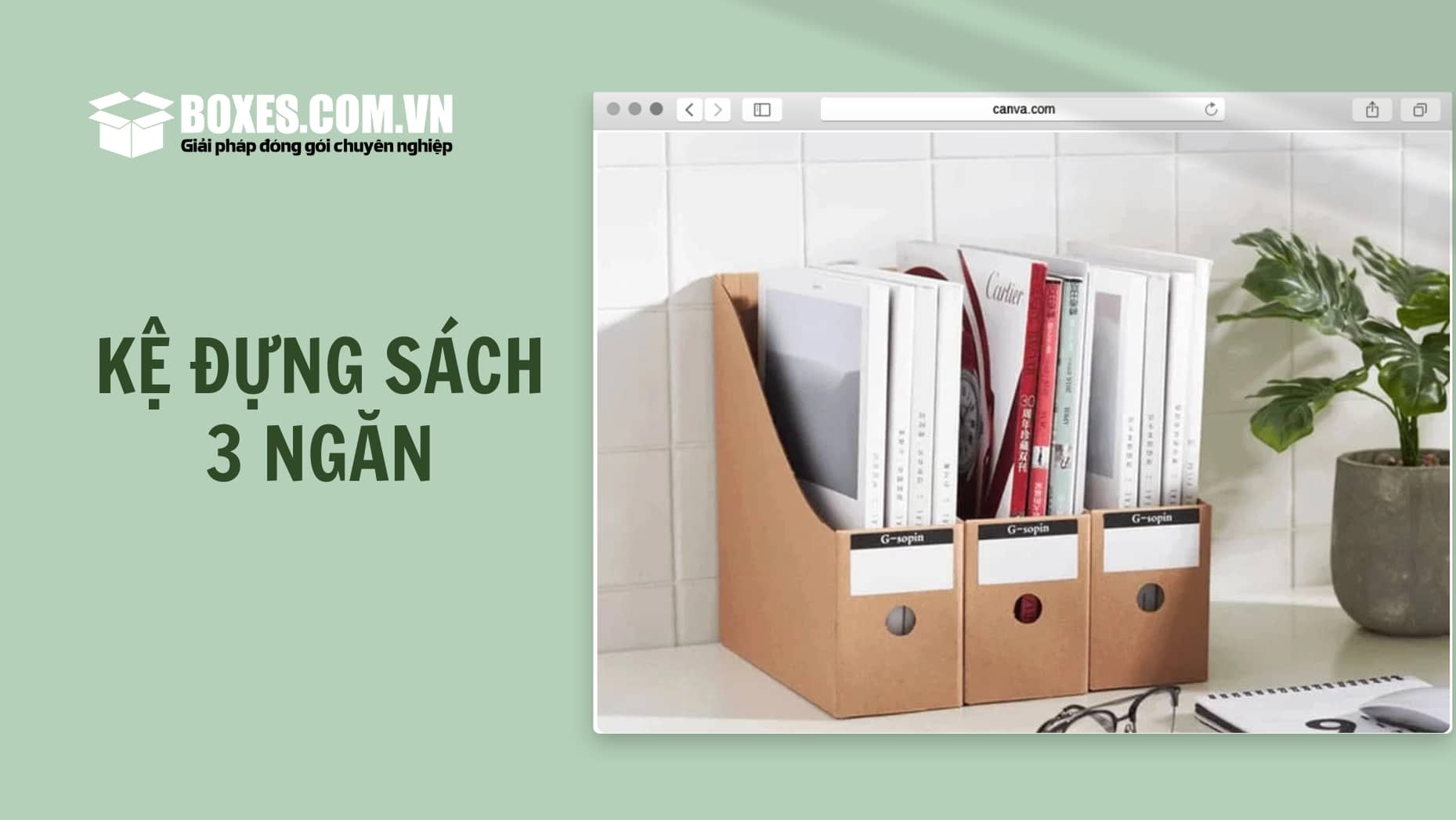 Kệ đựng sách 3 ngăn bằng giấy carton