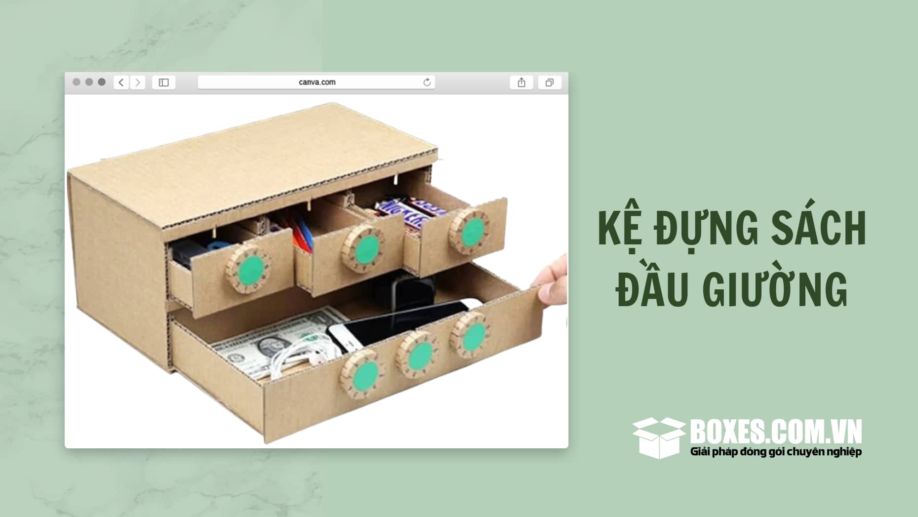 Kệ đựng sách để ở đầu giường bằng giấy carton 