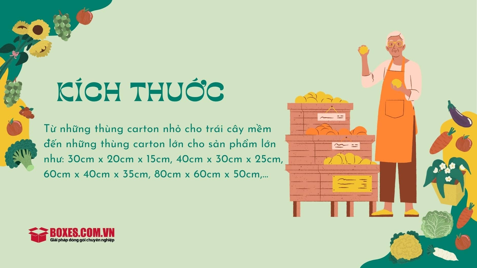 Kích thước là đặc điểm quan trọng khi sản xuất thùng carton đựng nông sản