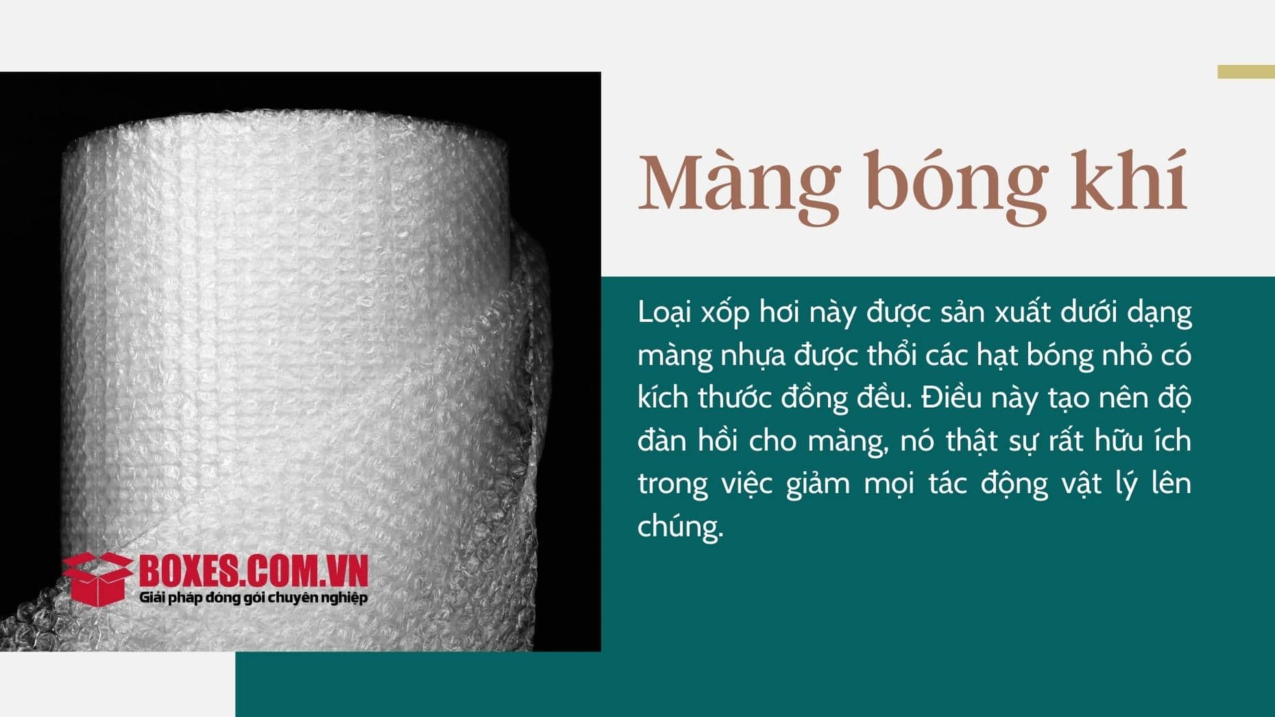 Màng bóng khi là loại chống sốc phổ biến nhất