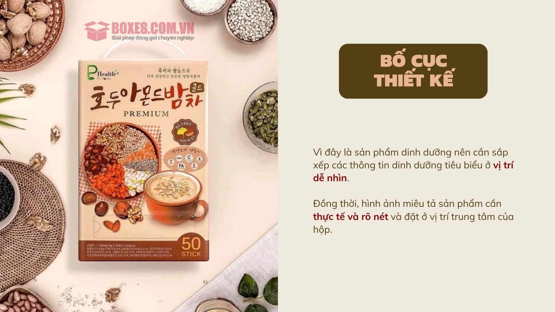 Sắp xếp thiết kế hộp giấy đựng ngũ cốc