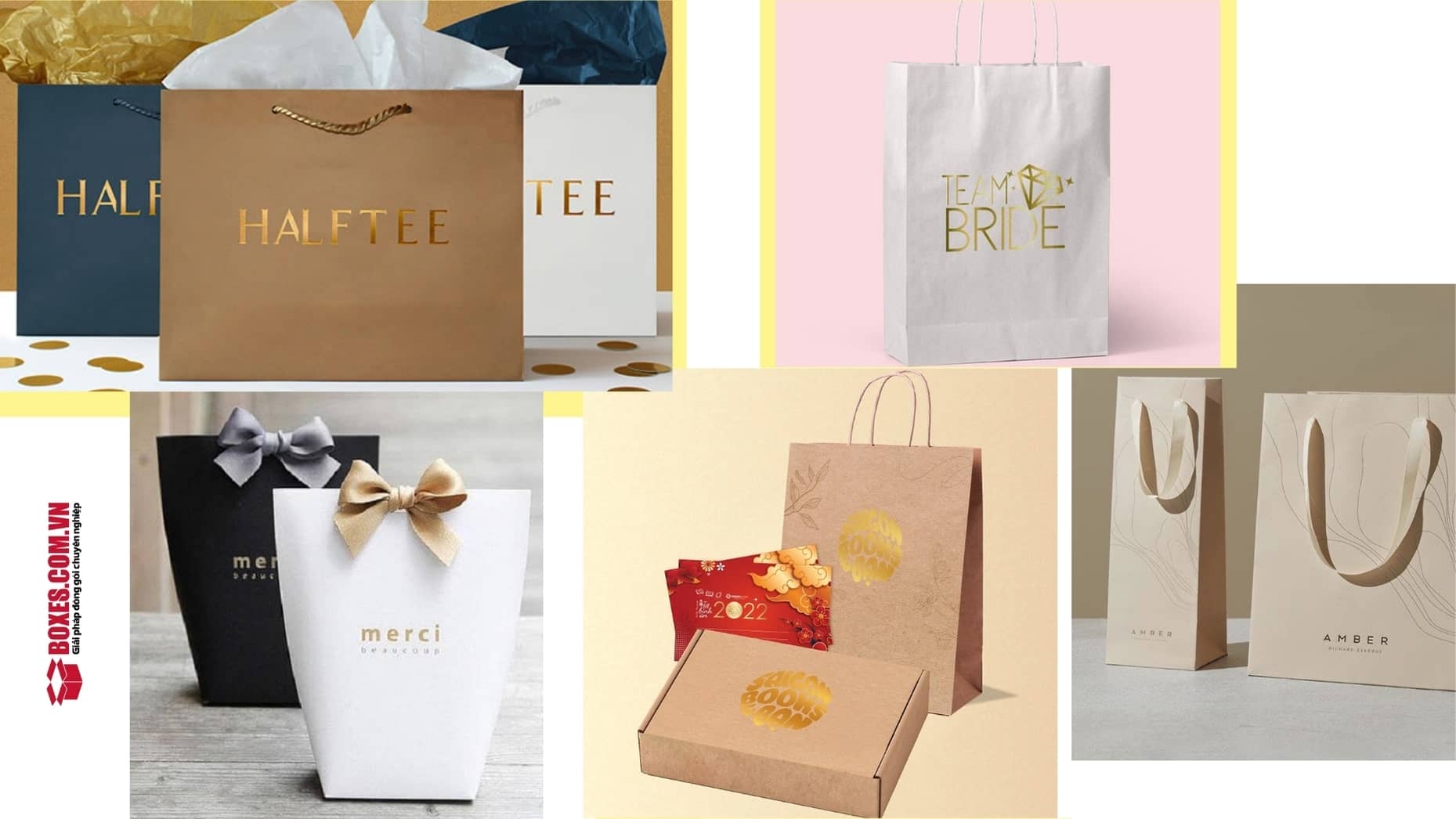 Túi giấy in ép kim sang trọng, độc đáo tại Boxes Việt Nam