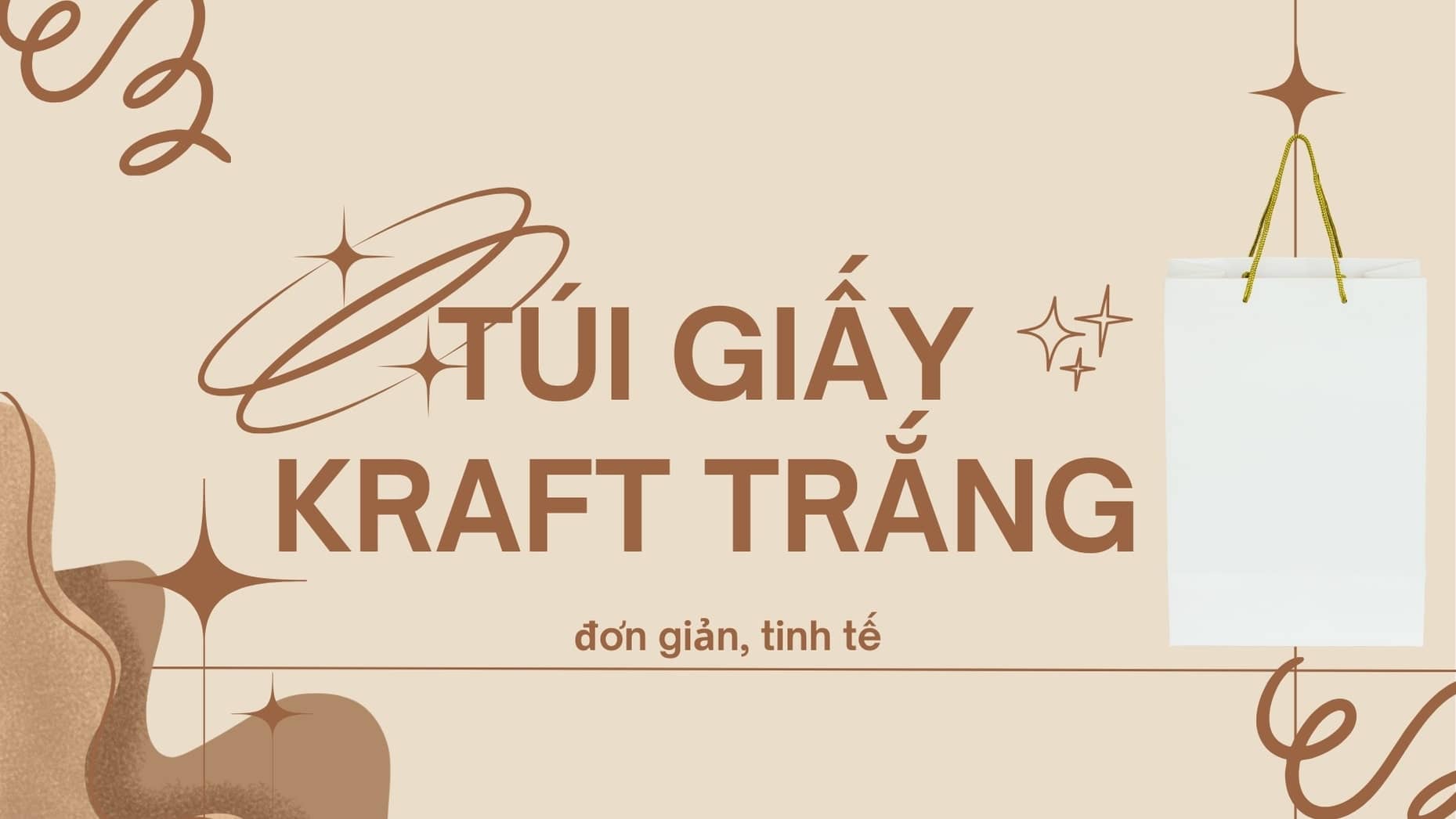 Túi giấy Kraft trắng đơn giản, tinh tế
