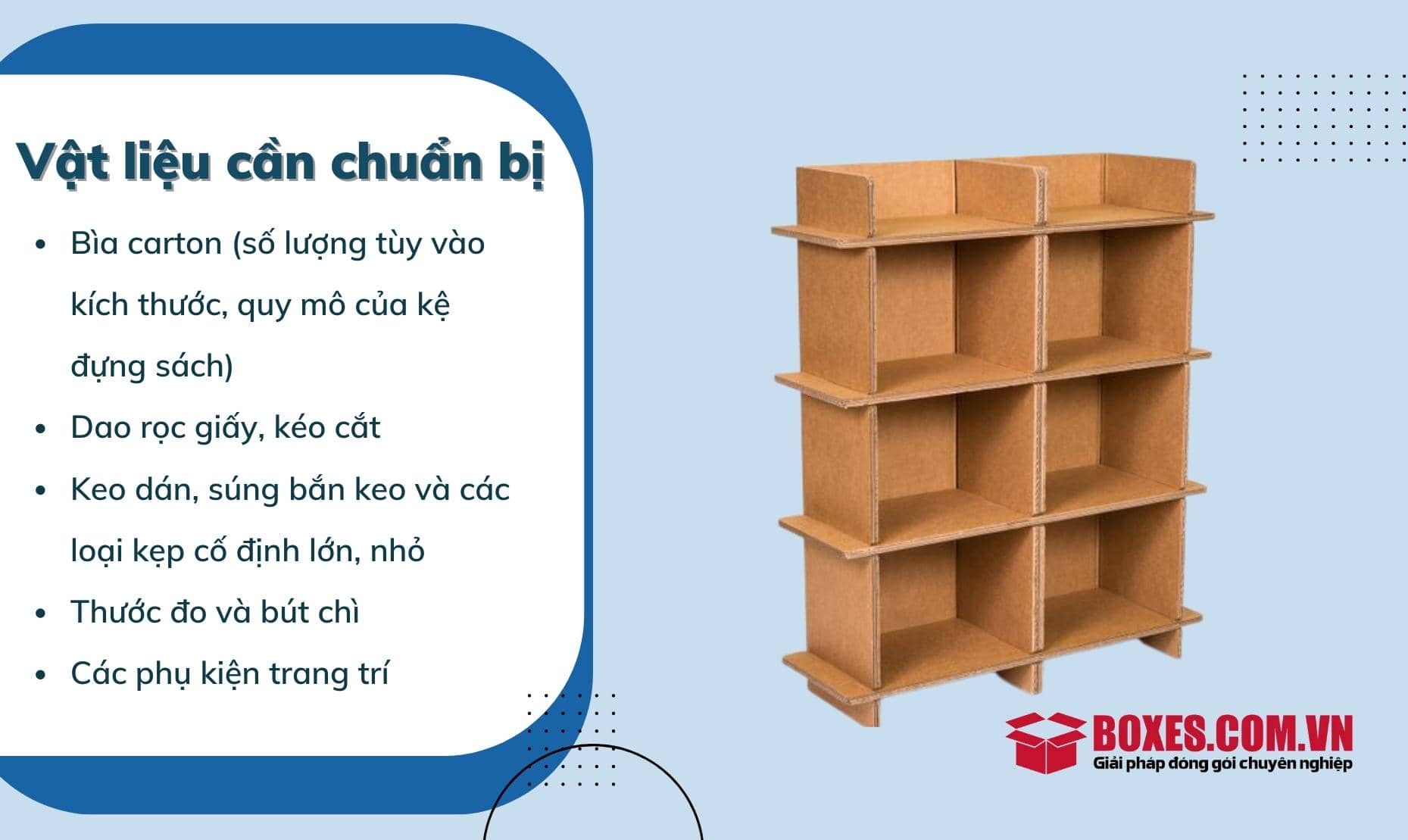 Vật liệu cần chuẩn bị khi thực hiện kệ sách mini bằng giấy carton