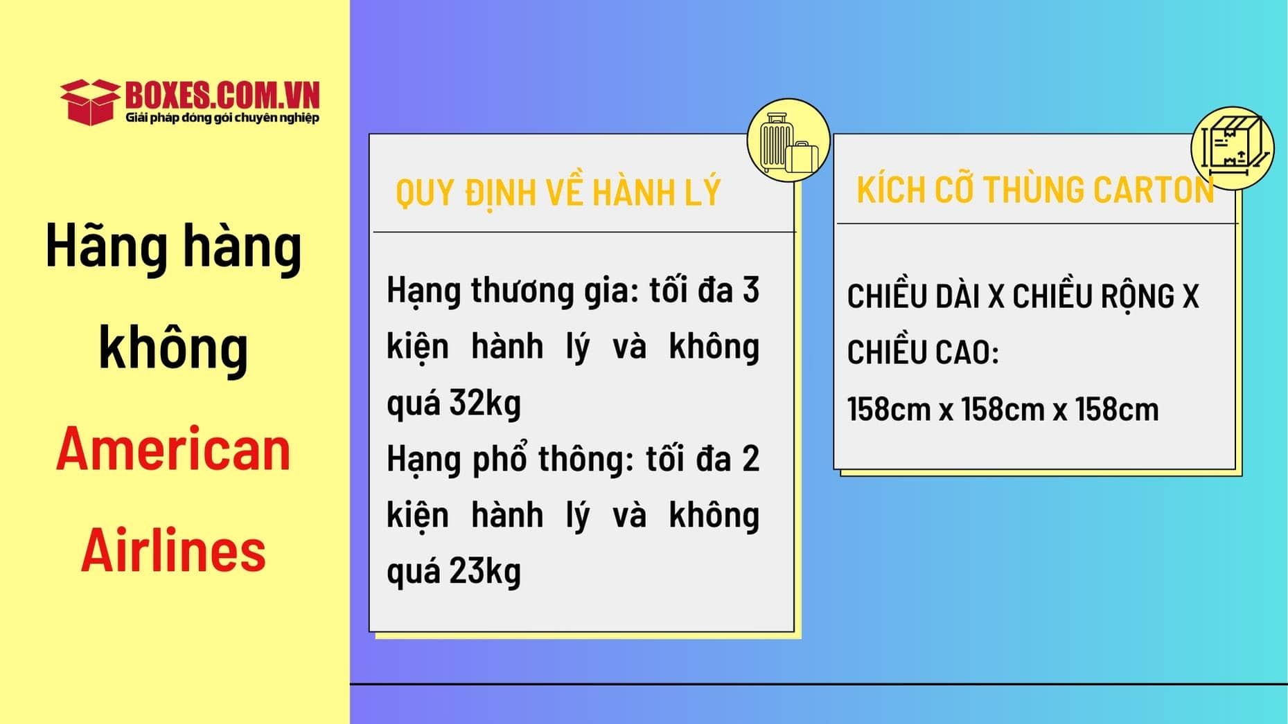 Yêu cầu của hãng hàng không American Airlines về quy cách thùng carton