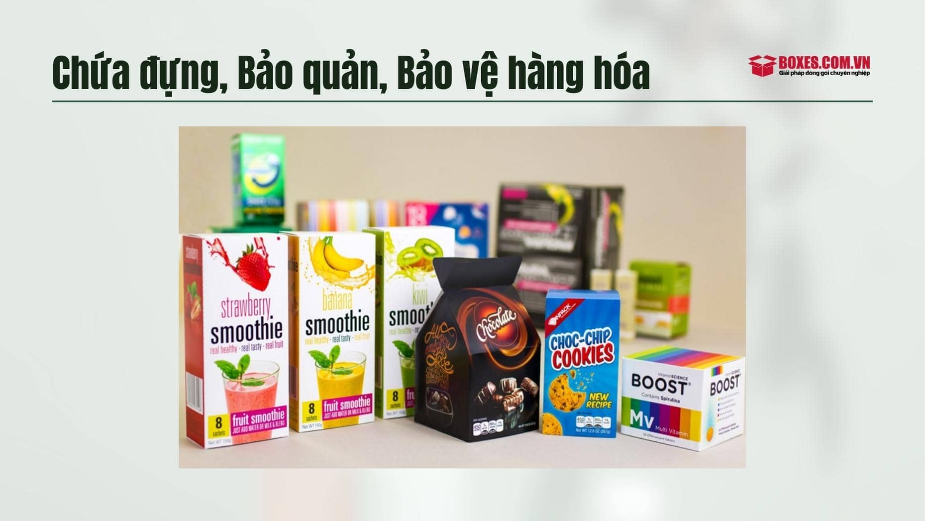 Bao bì sản phẩm có công dụng chứa đựng hàng hóa trong quá trình lưu thông