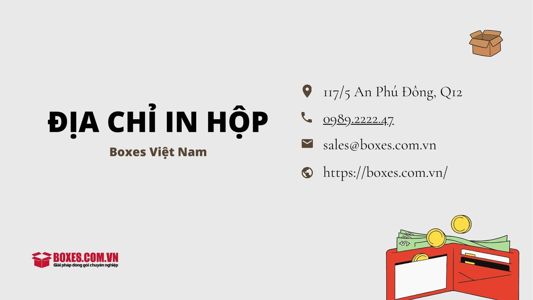 Boxes Việt Nam- Địa chỉ sản xuất hộp carton đựng ví chất lượng