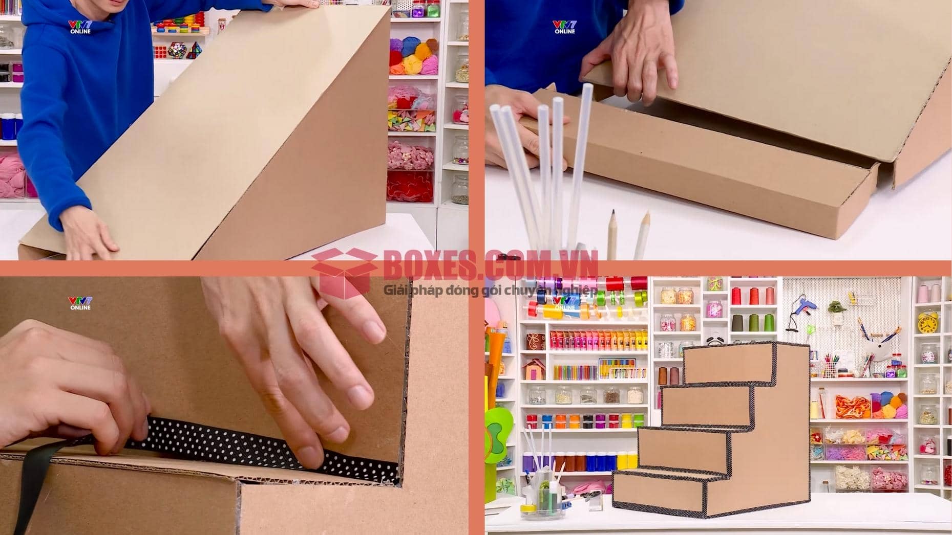 Bước 6- Cách làm cầu trượt bằng bìa cát tông