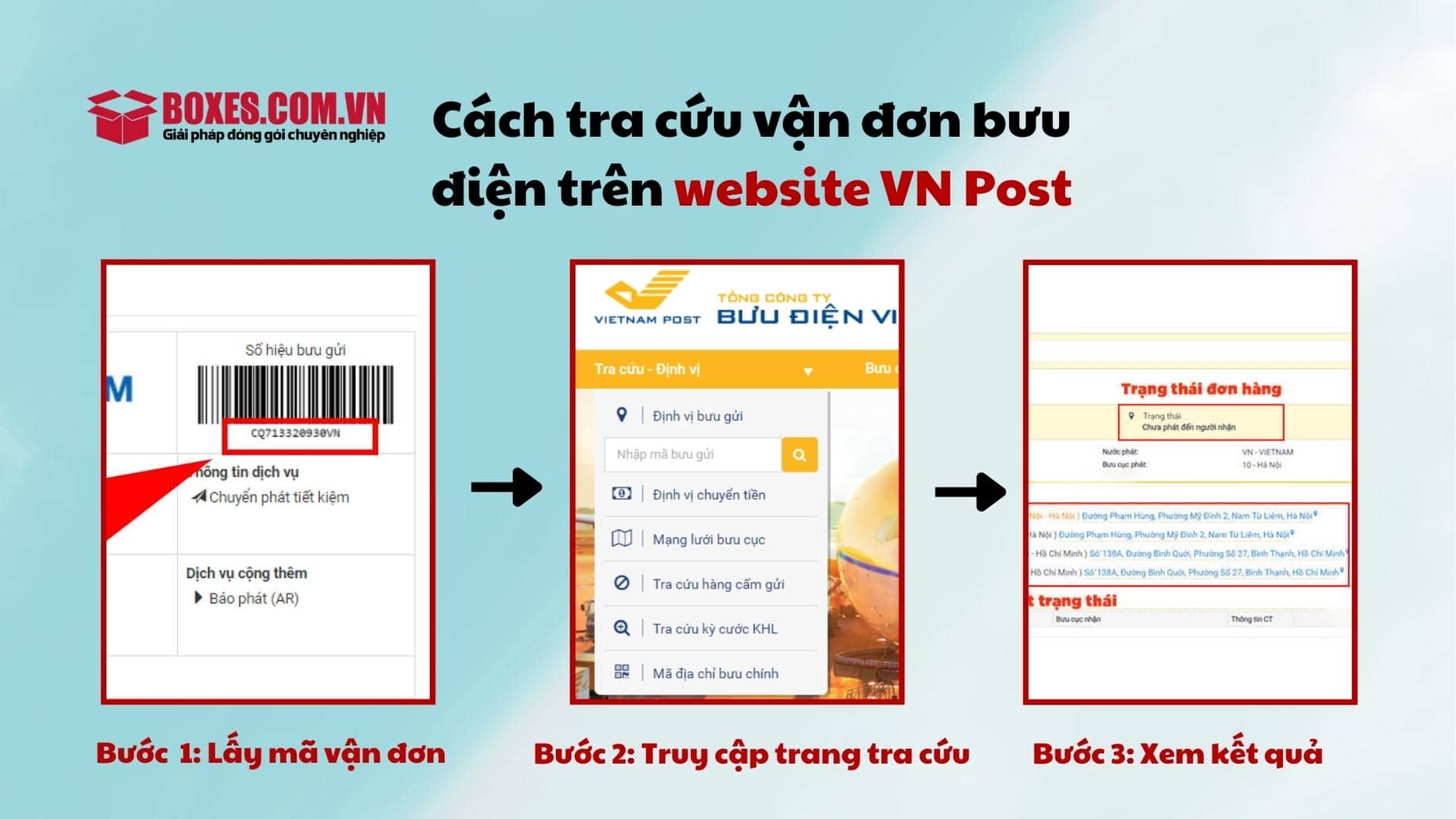 3 bước tra cứu mã vận đơn bưu điện thông qua website VN Post