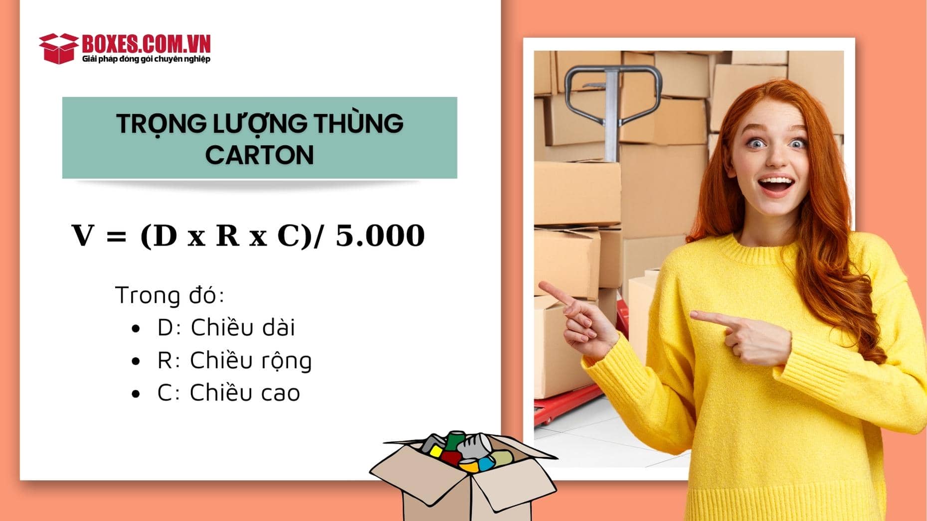 Công thức tính trọng lượng thùng carton