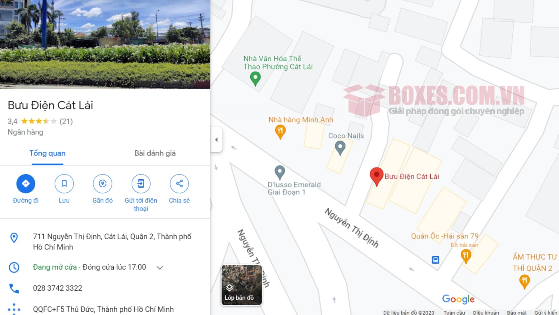 Đánh giá của khách hàng trên google Map về bưu điện Cát Lái