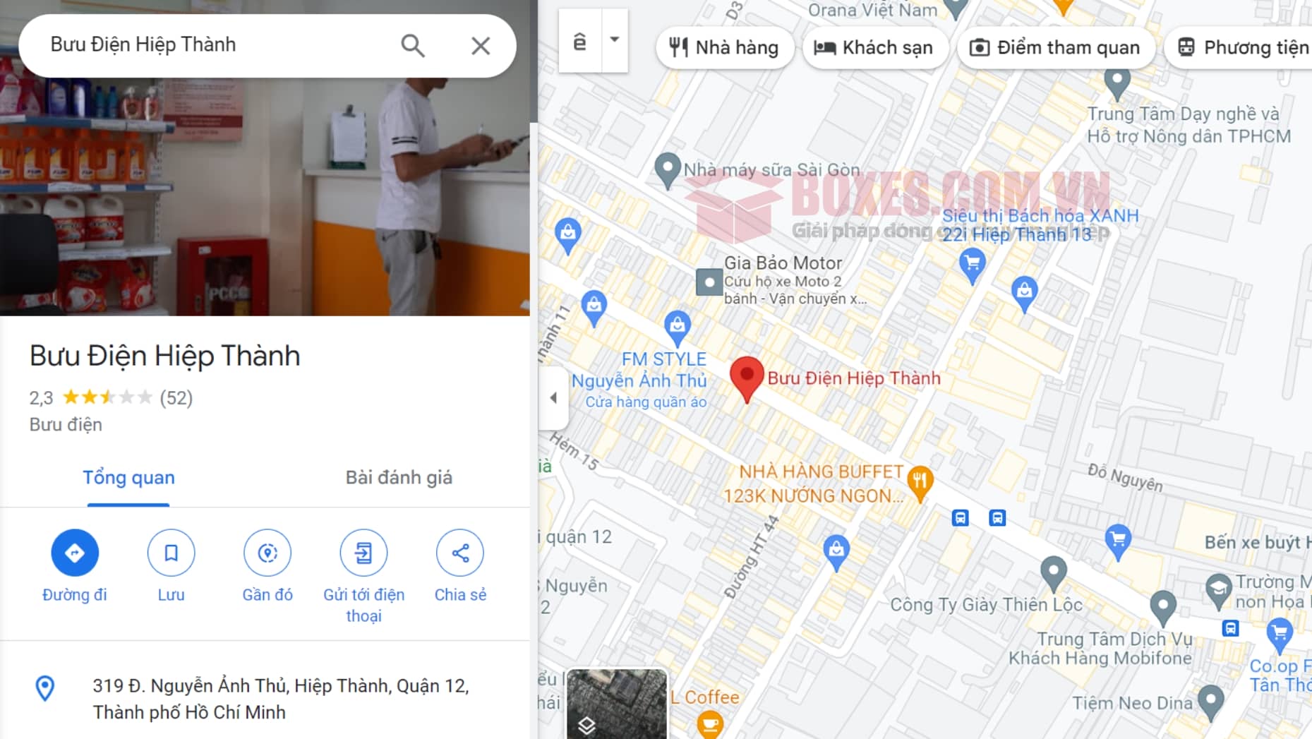 Đánh giá của khách hàng trên google Map về bưu điện Hiệp Thành