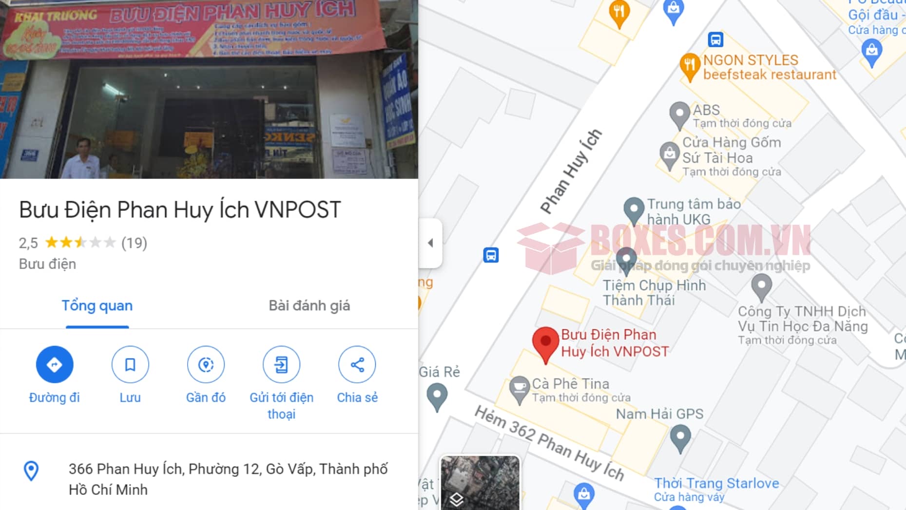Đánh giá của khách hàng trên google Map về bưu điện Phan Huy Ích