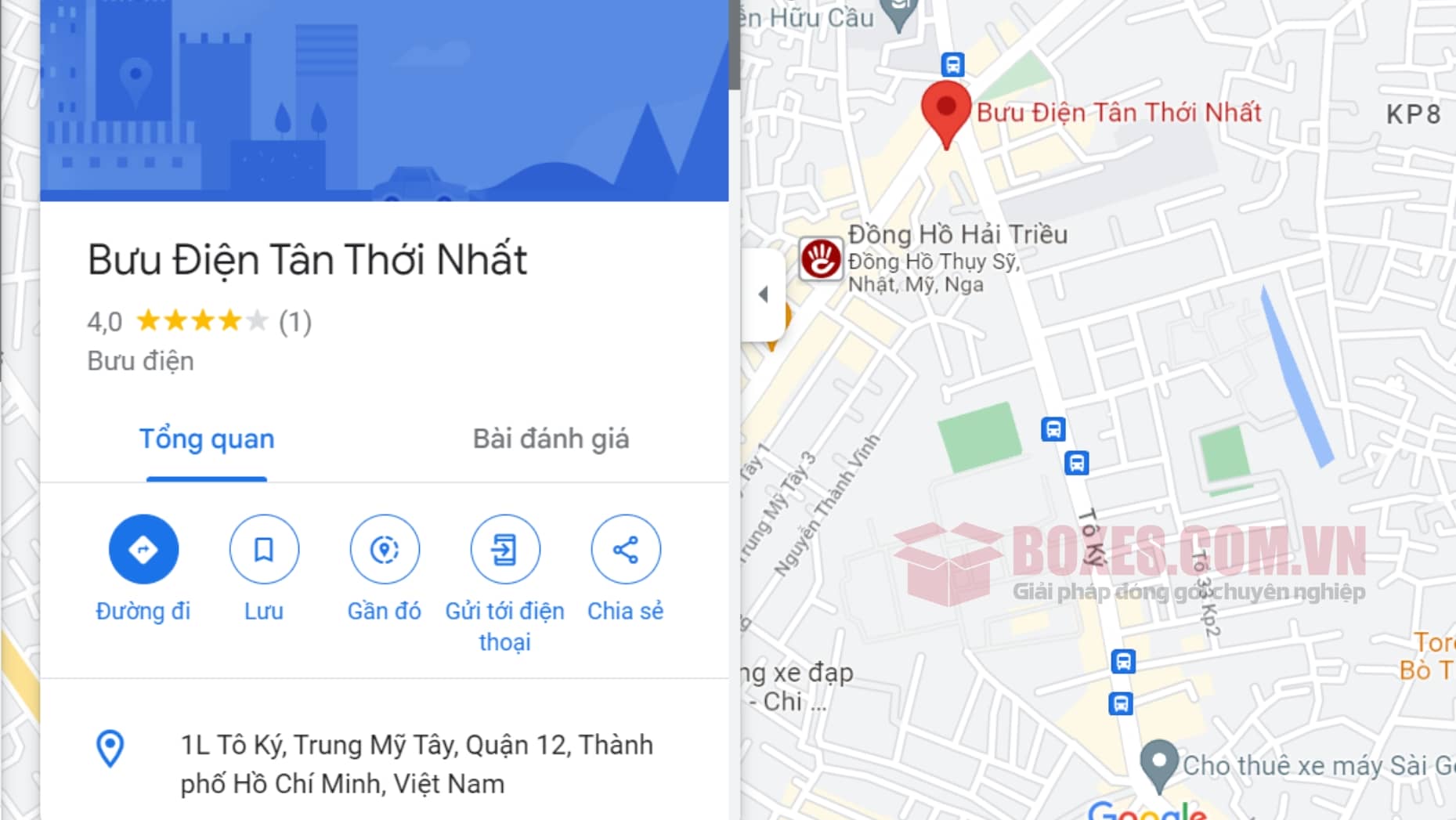 Đánh giá của khách hàng trên google Map về bưu điện Tân Thới Nhất