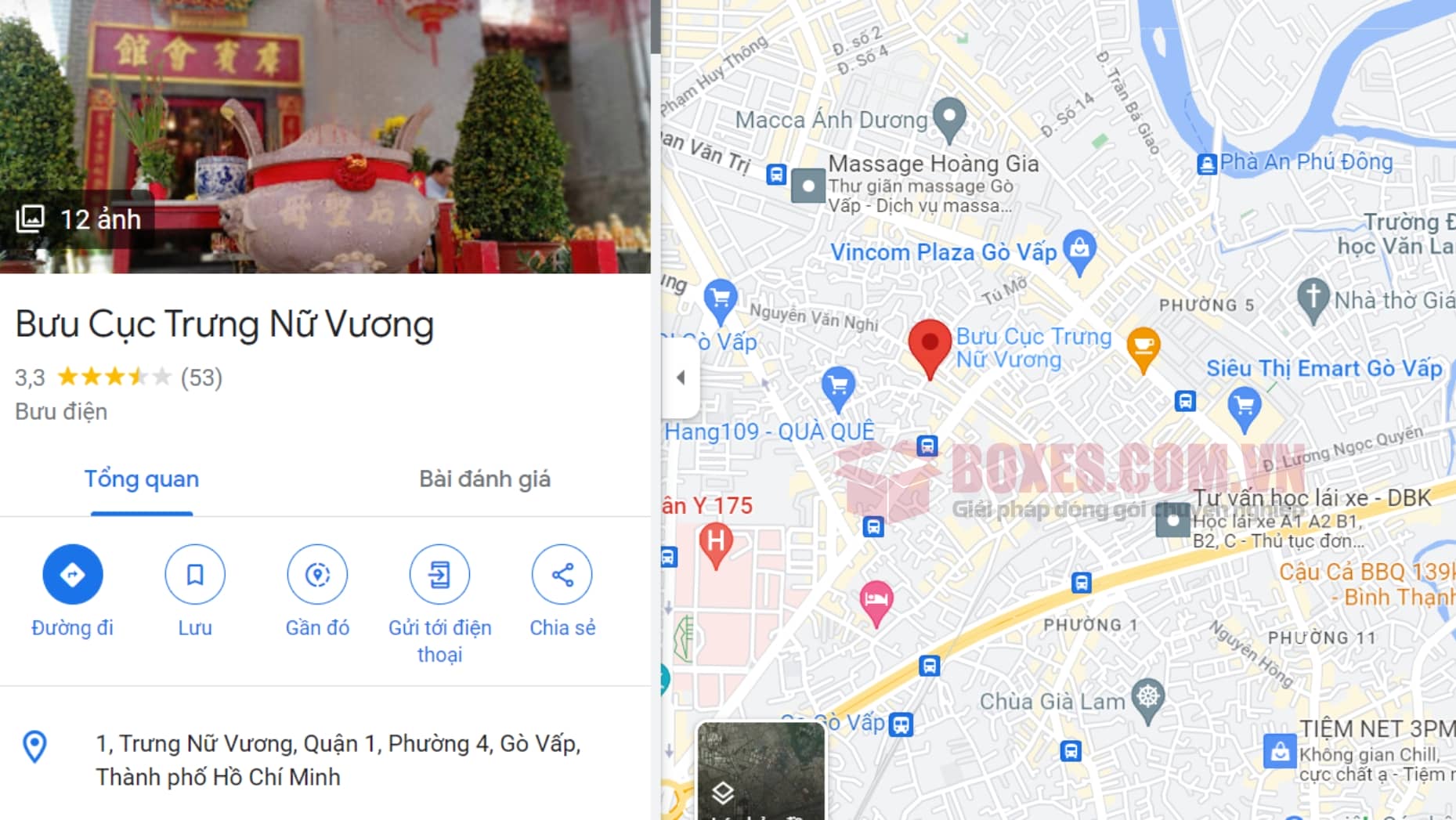 Đánh giá của khách hàng trên google Map về bưu điện Trưng Nữ Vương