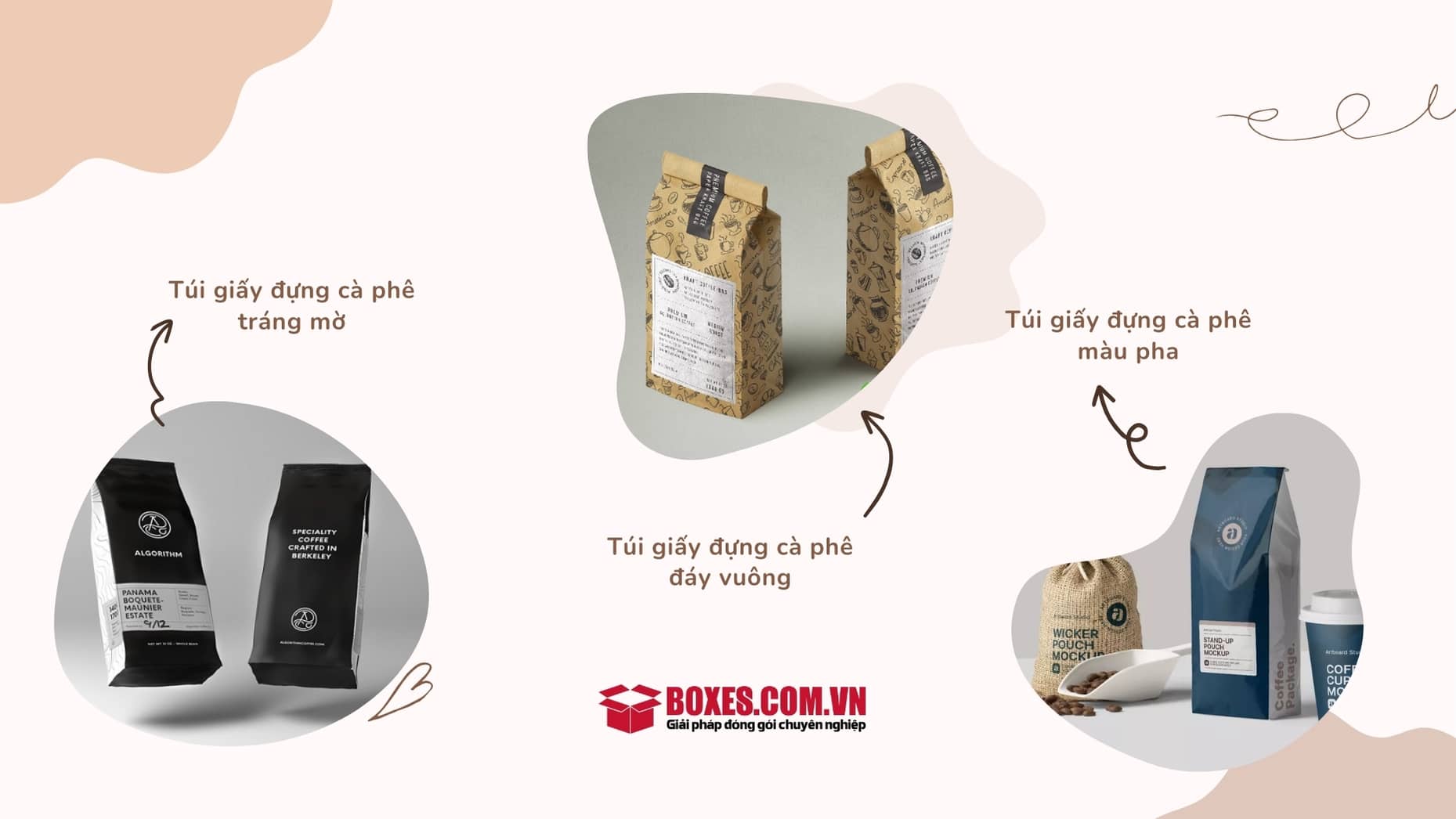 Hình thức đóng gói phổ biến của túi giấy đựng cà phê