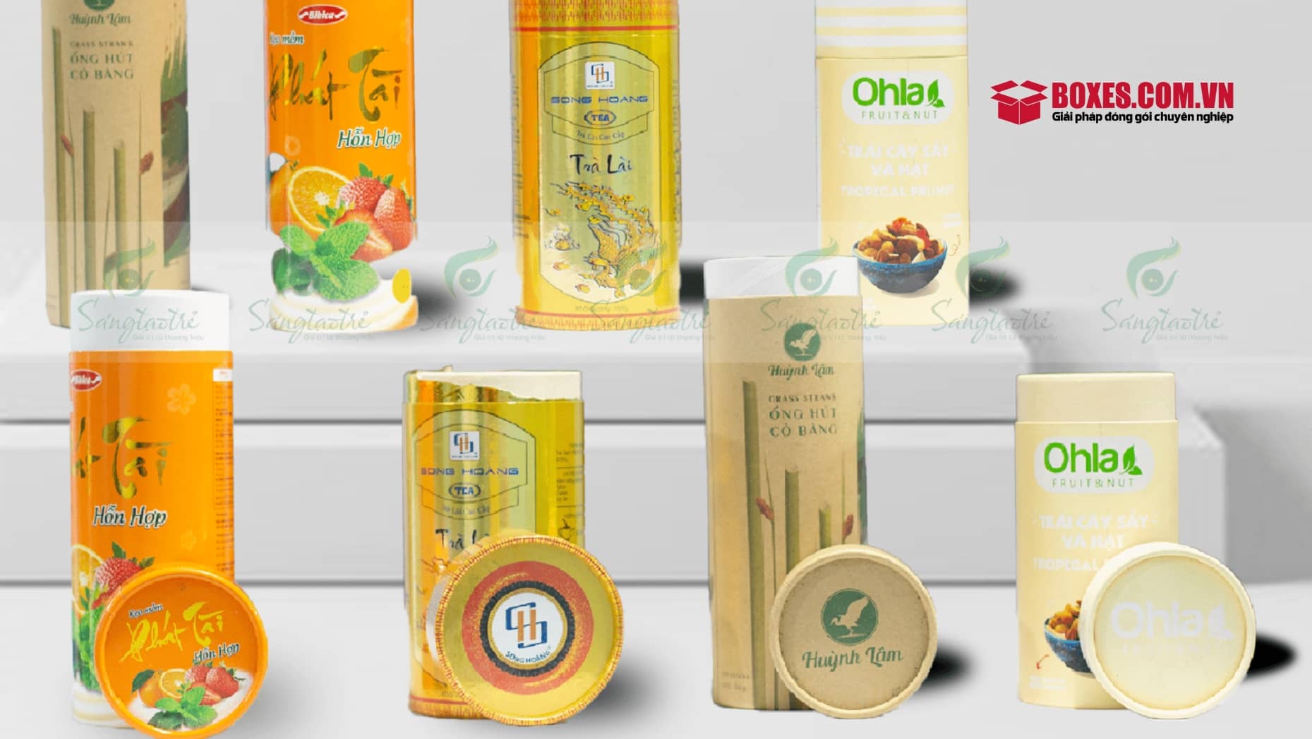 Hộp giấy đựng trà hình trụ tròn