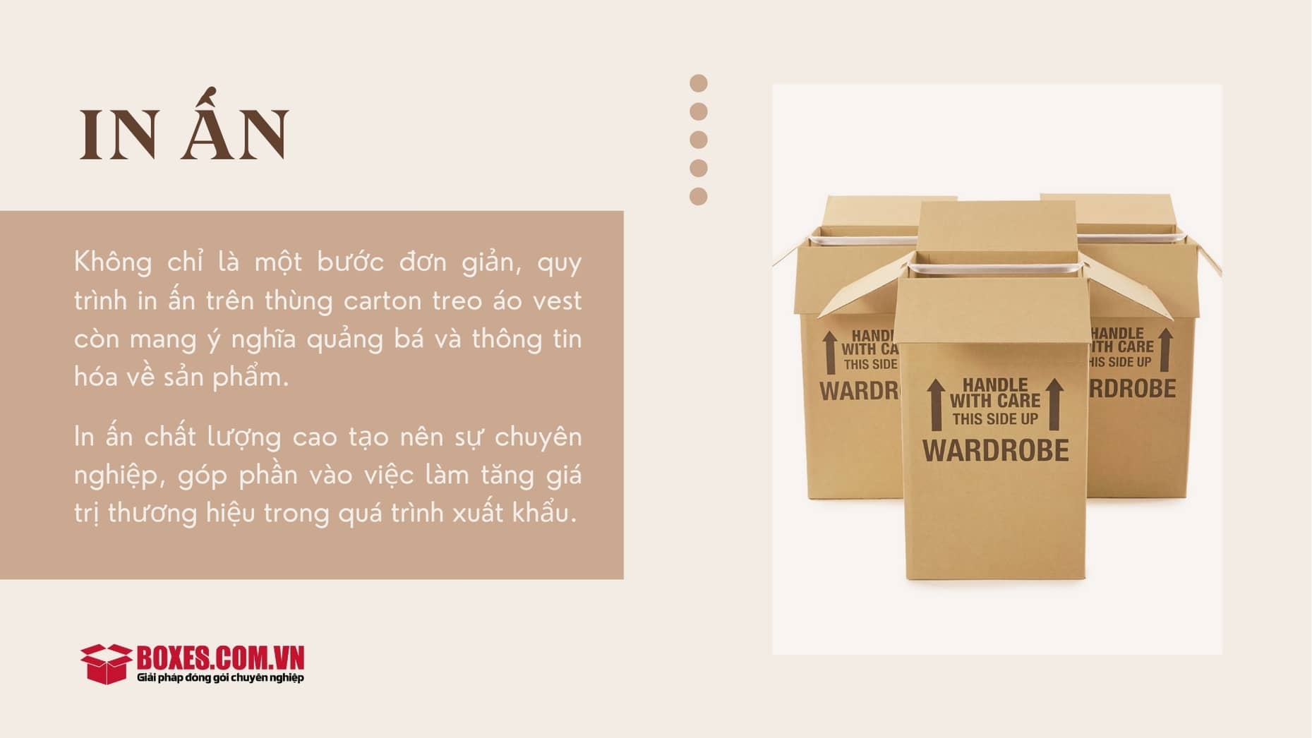 In ấn trên thùng carton treo áo vest giúp thương hiệu quảng bá sản phẩm