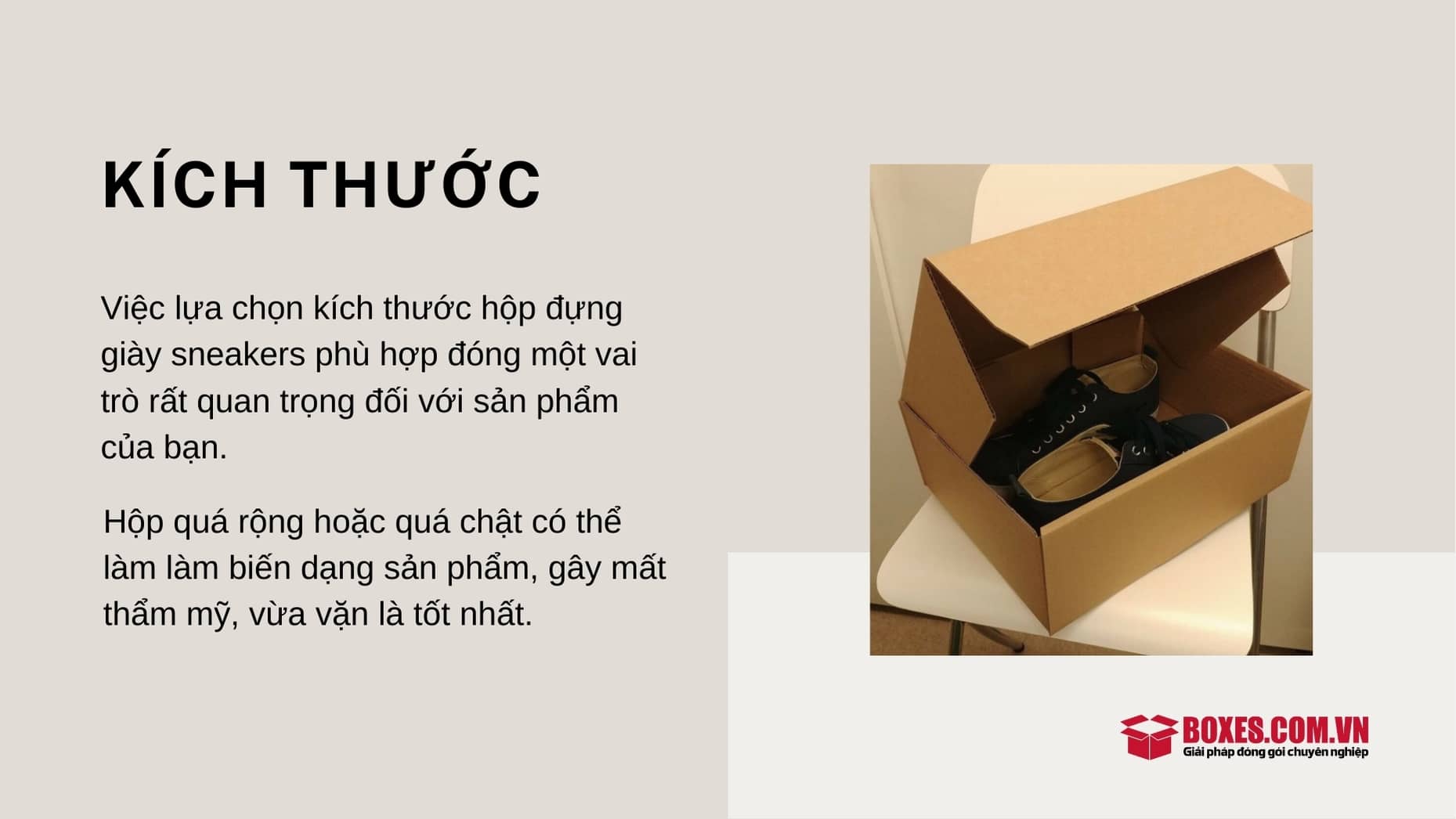 Lựa chọn kích thước hộp đựng giày sneakers phù hợp với sản phẩm bên trong