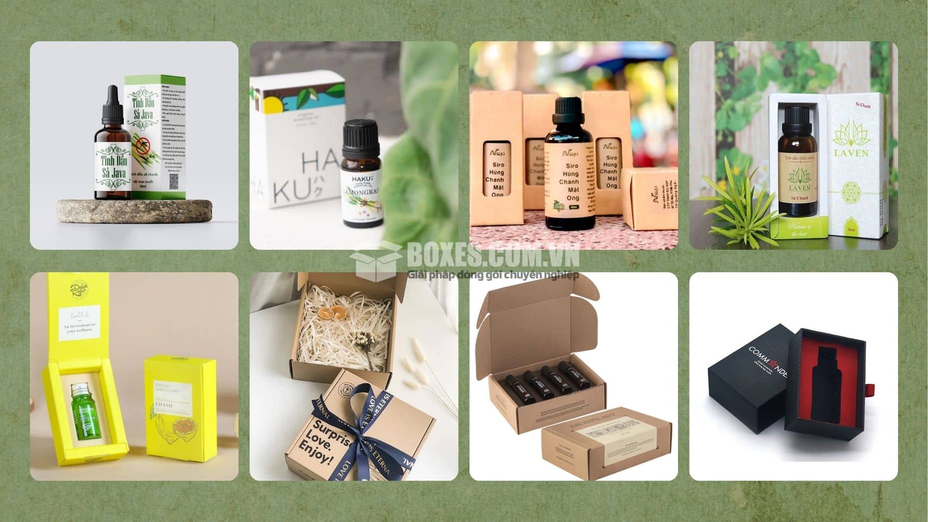 Một số mẫu hộp giấy đựng tinh dầu