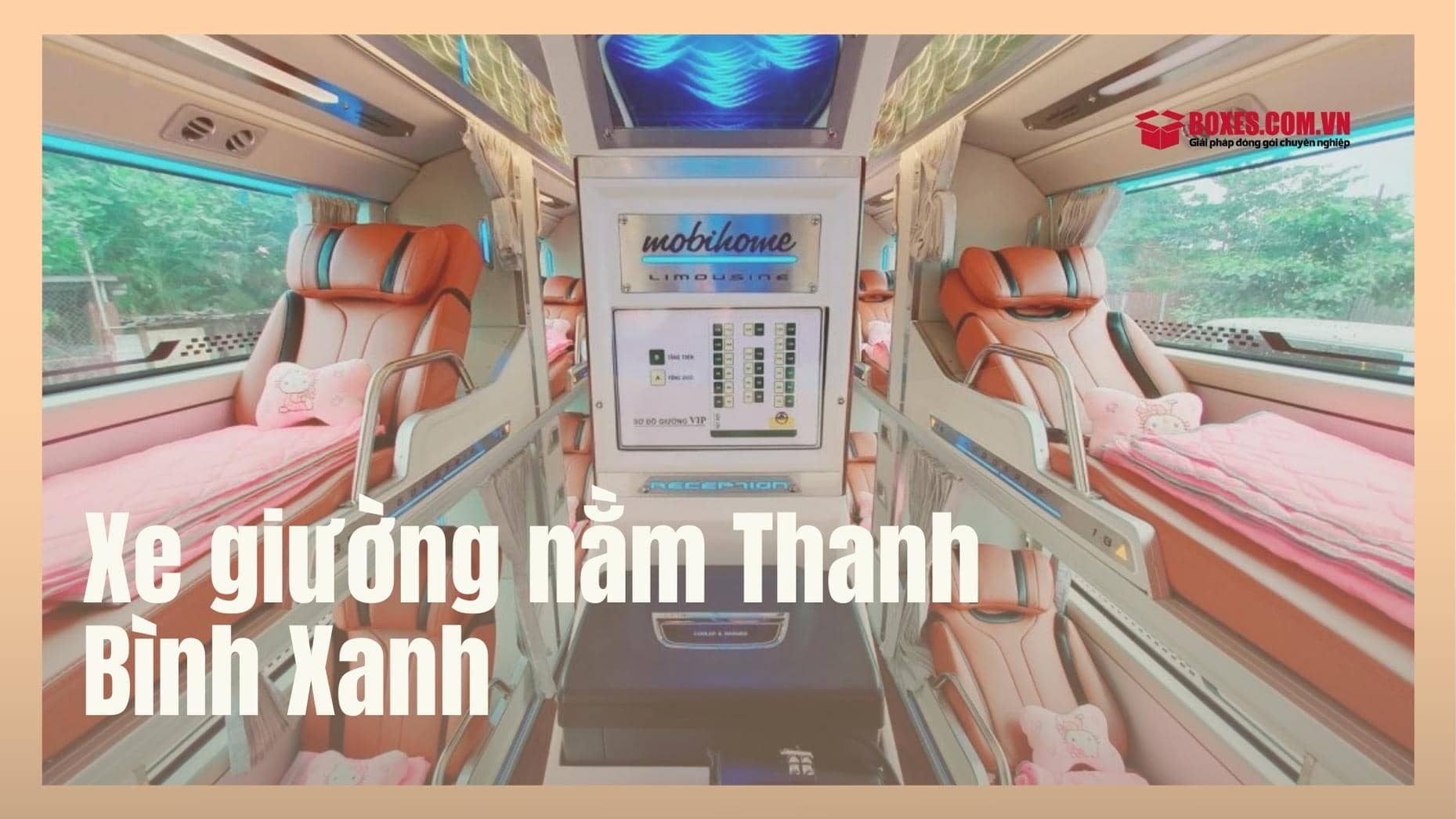 Nội thất bên trong của xe giường nằm Thanh Bình Xanh