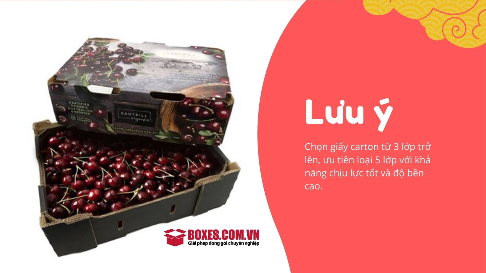 Quy cách sản xuất thùng carton đựng cherry
