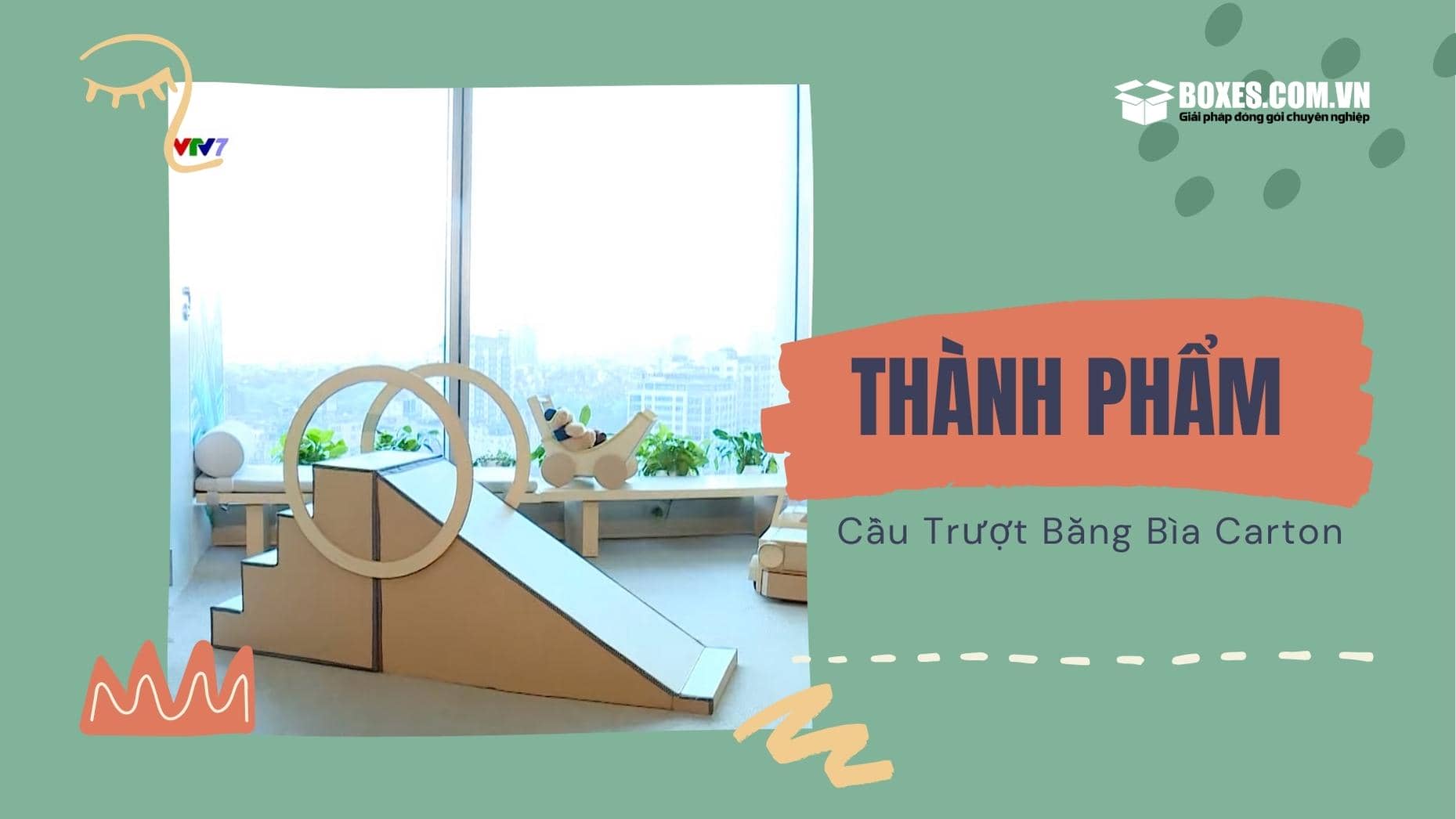 Thành phẩm hoàn thành khi làm cầu trượt bằng bìa cát tông
