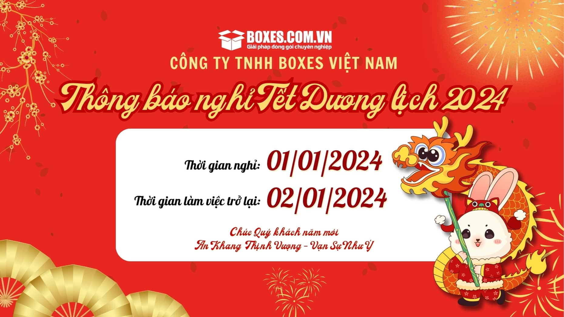Thông báo nghỉ tết dương lịch 2024